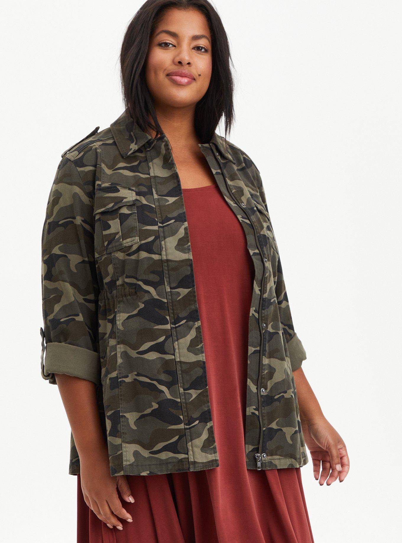 Plus size camo anorak jacket hotsell