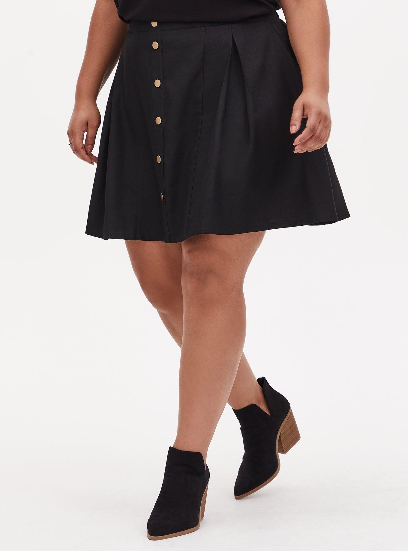 Plus Size - Mini Twill Button-Front Skirt - Torrid