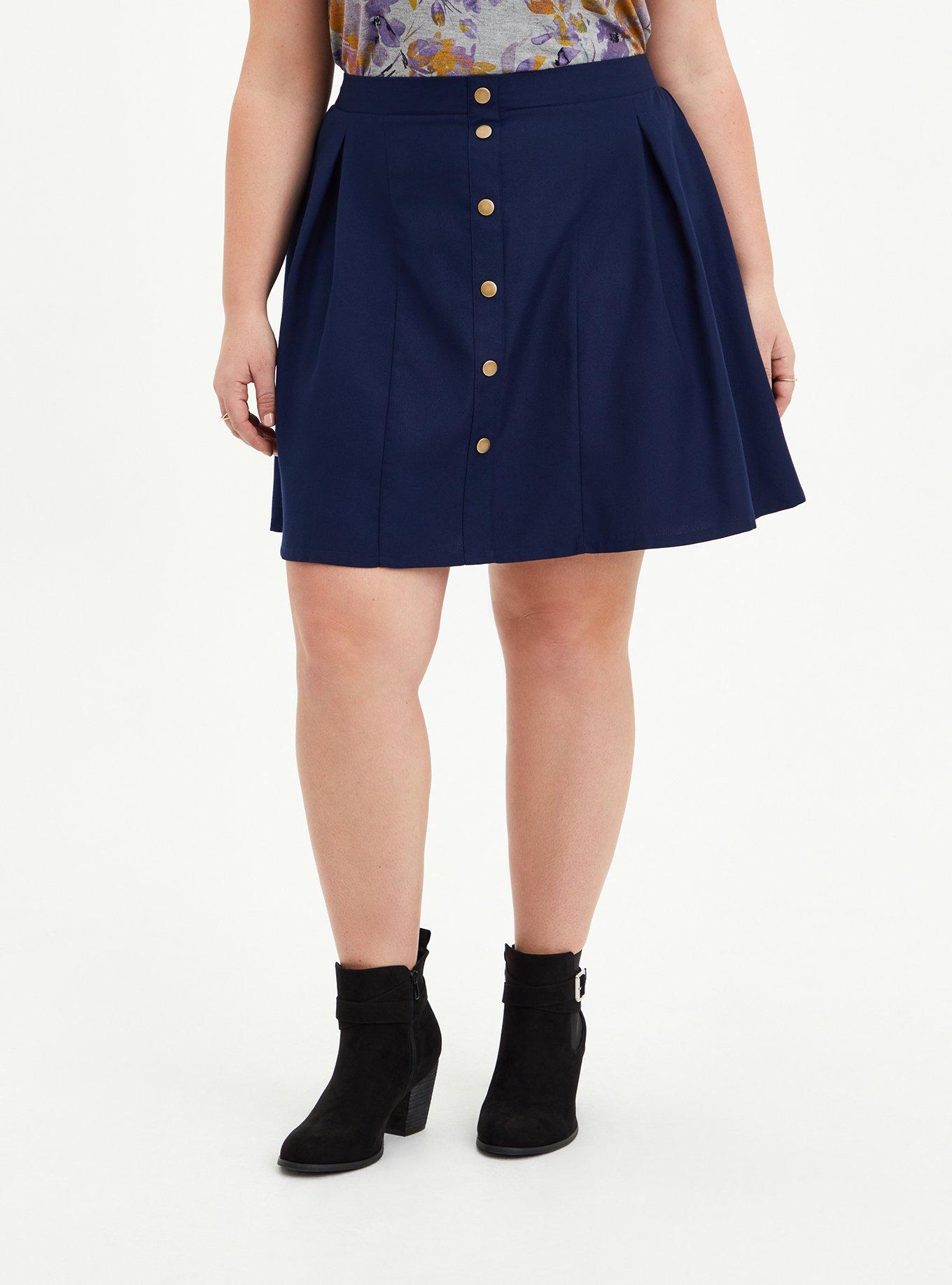 Plus Size Mini Twill Button Front Skirt Torrid