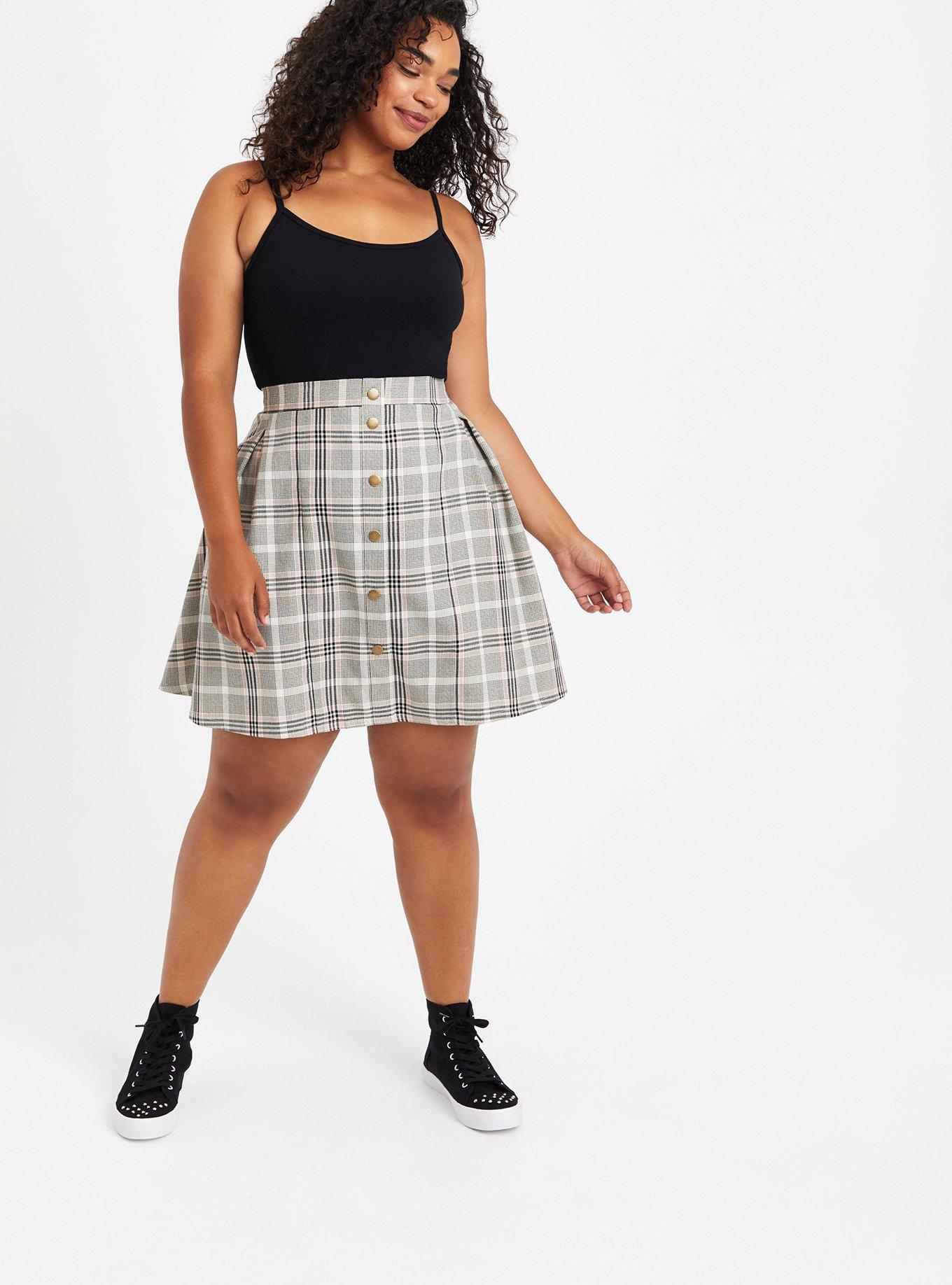 Button down skirt plaid hotsell