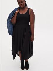 Midi Challis Handkerchief Skirt, DEEP BLACK, alternate