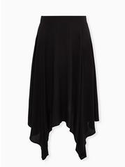 Midi Challis Handkerchief Skirt, DEEP BLACK, hi-res