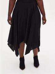 Midi Challis Handkerchief Skirt, DEEP BLACK, hi-res