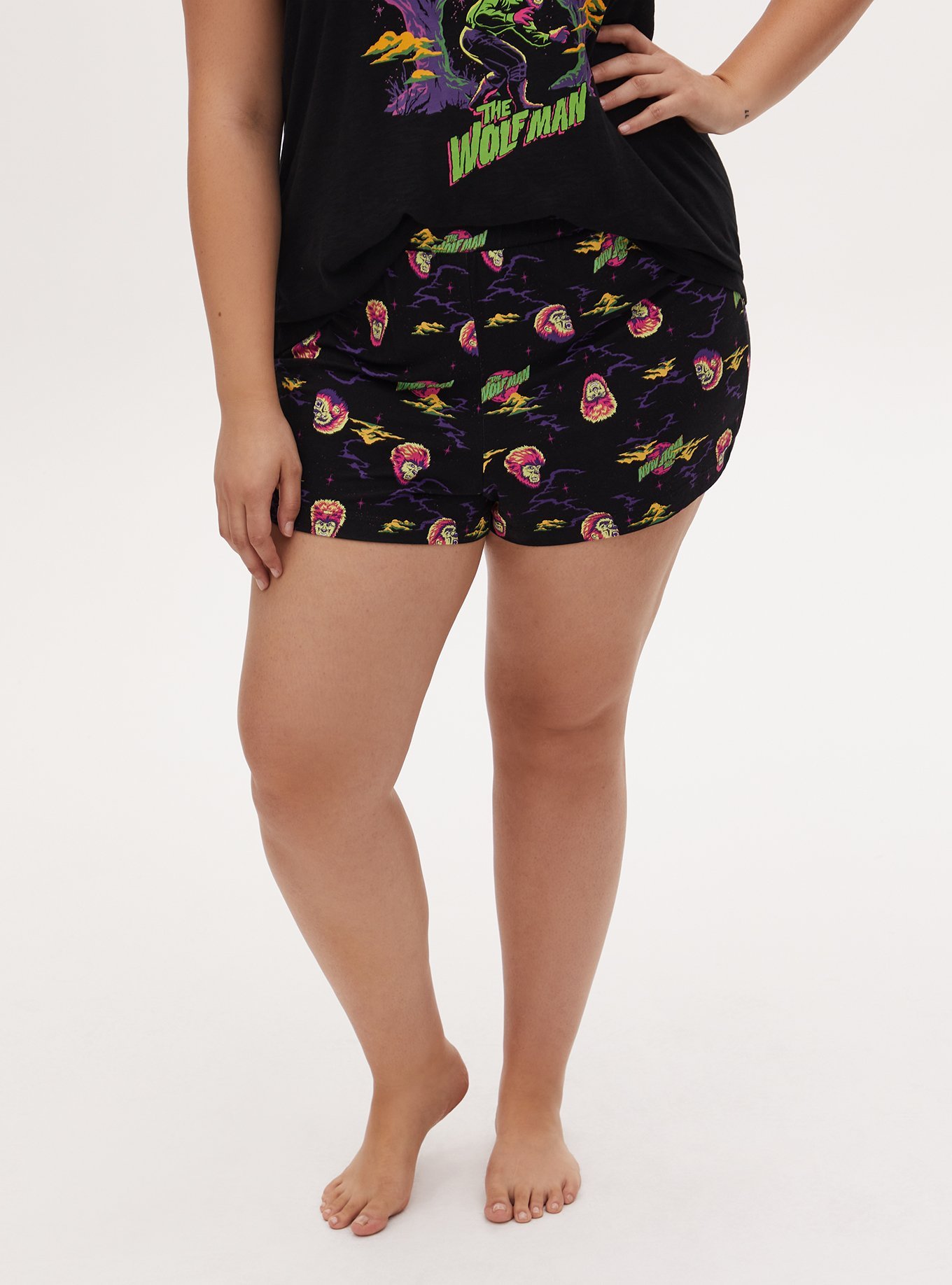 Plus Size - Universal Monster’s Wolfman Black Sleep Short - Torrid