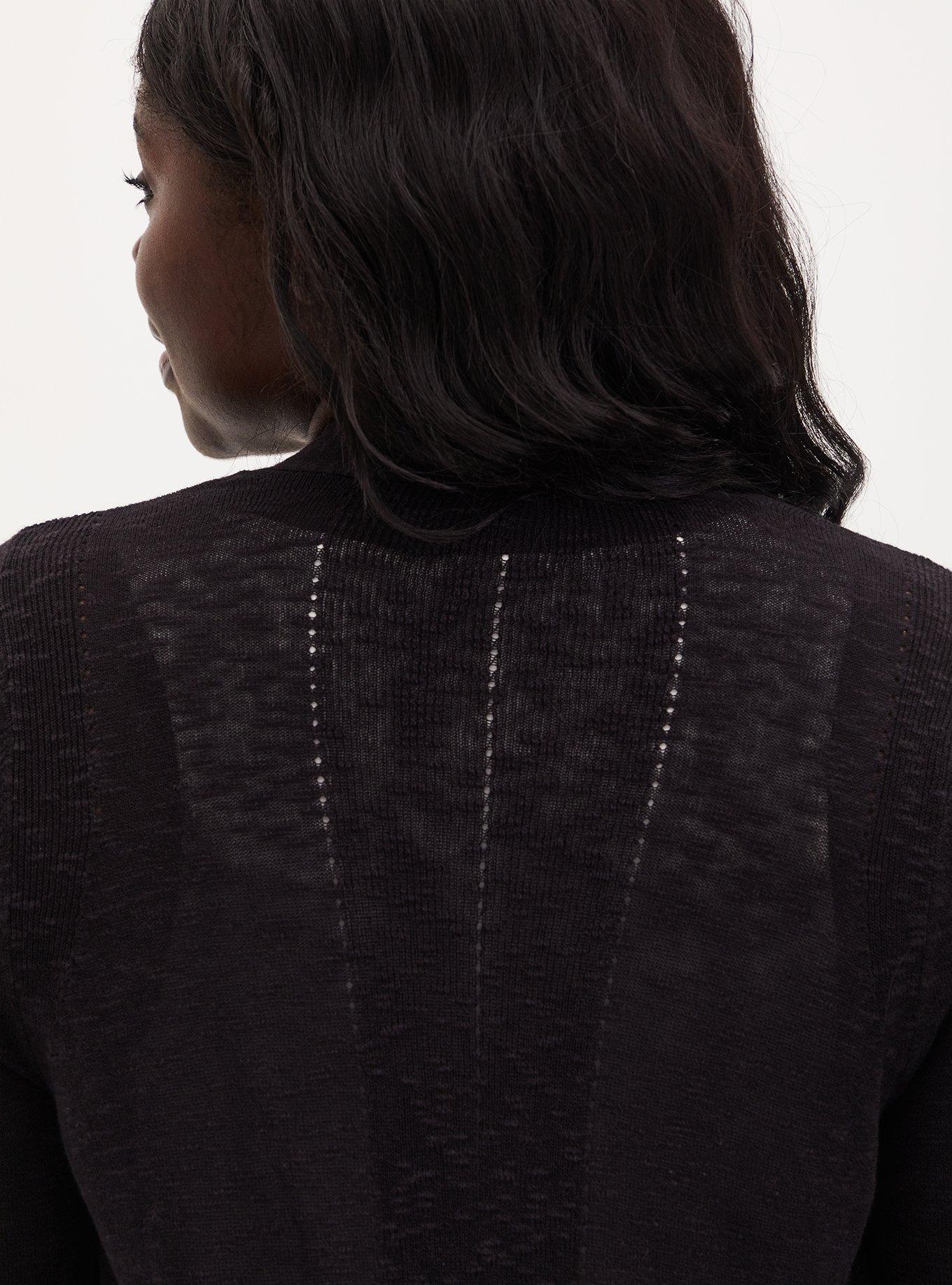 Plus Size Slub Cardigan Curve Front Sweater, INK, alternate