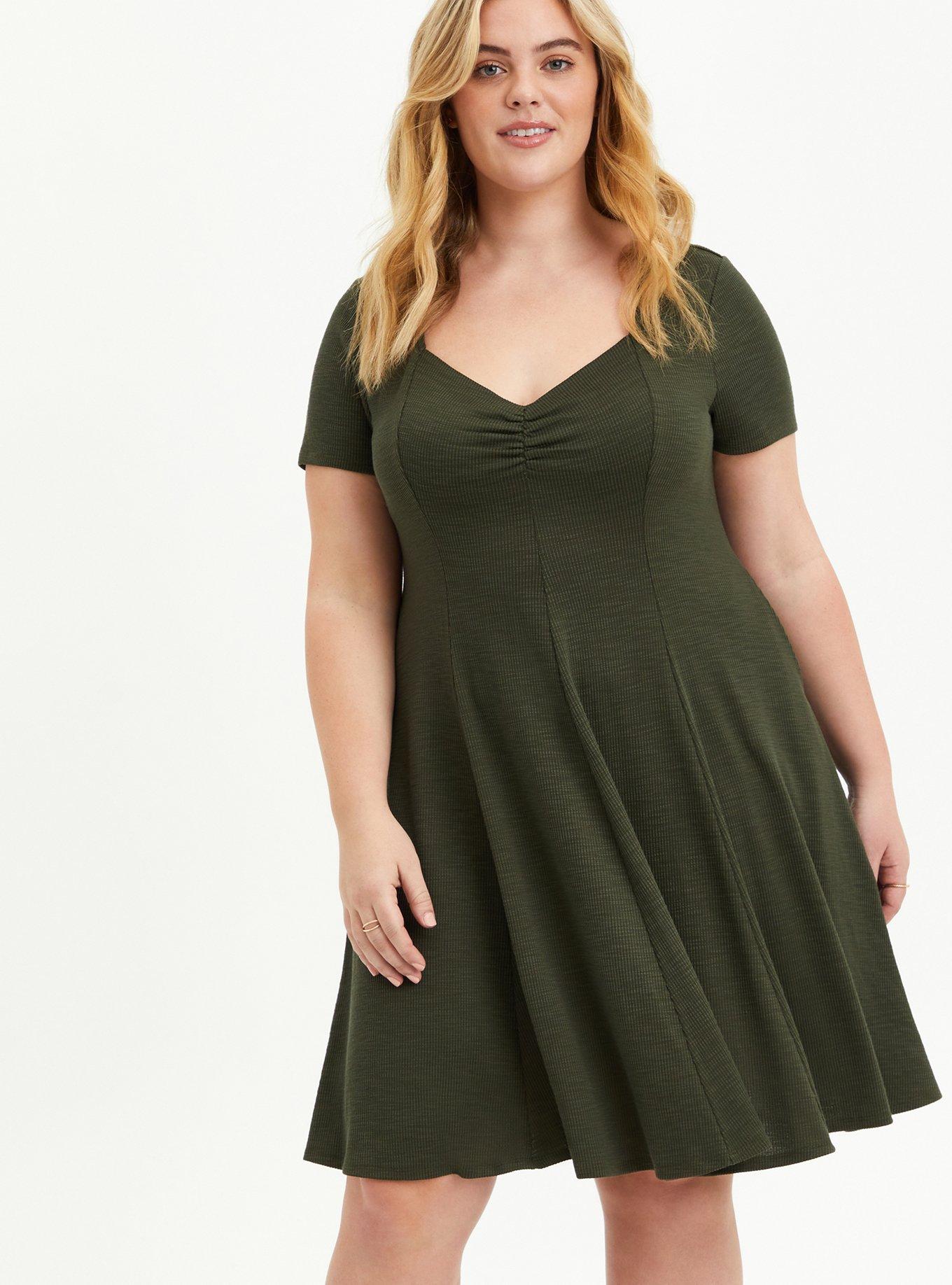 Plus Size - Mini Slub Rib Fluted Dress - Torrid