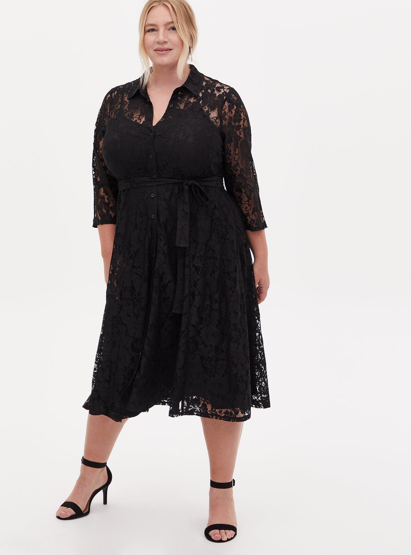 Plus Size - Maxi Lace Shirt Dress - Torrid