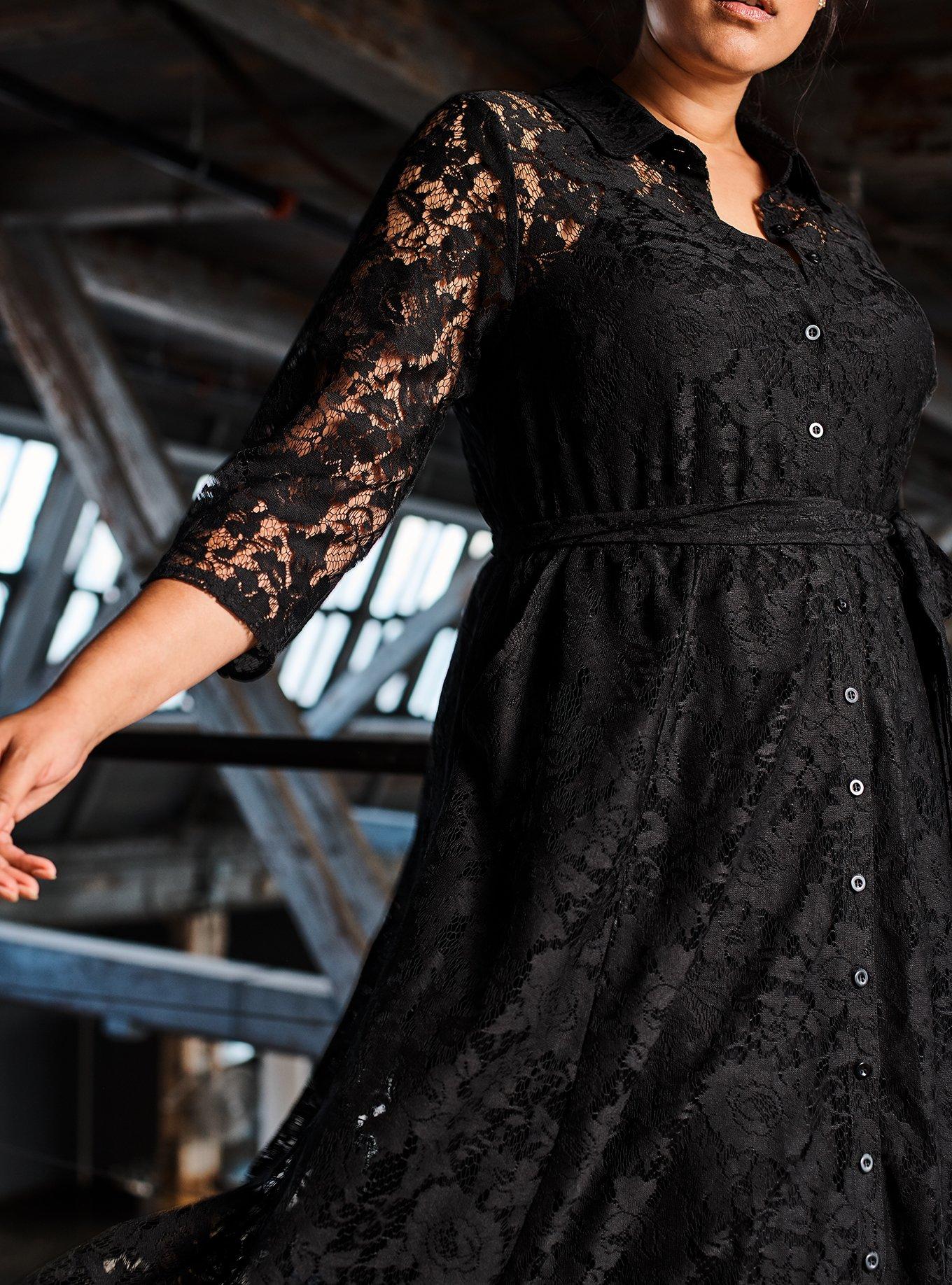 Plus Size - Maxi Lace Shirt Dress - Torrid