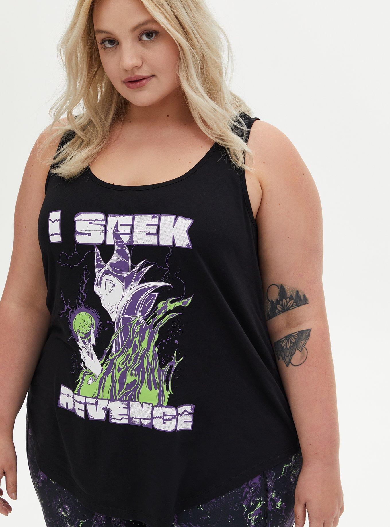 Plus Size Disney Sleeping Beauty Maleficent Revenge Black Active Tank, DEEP BLACK, hi-res