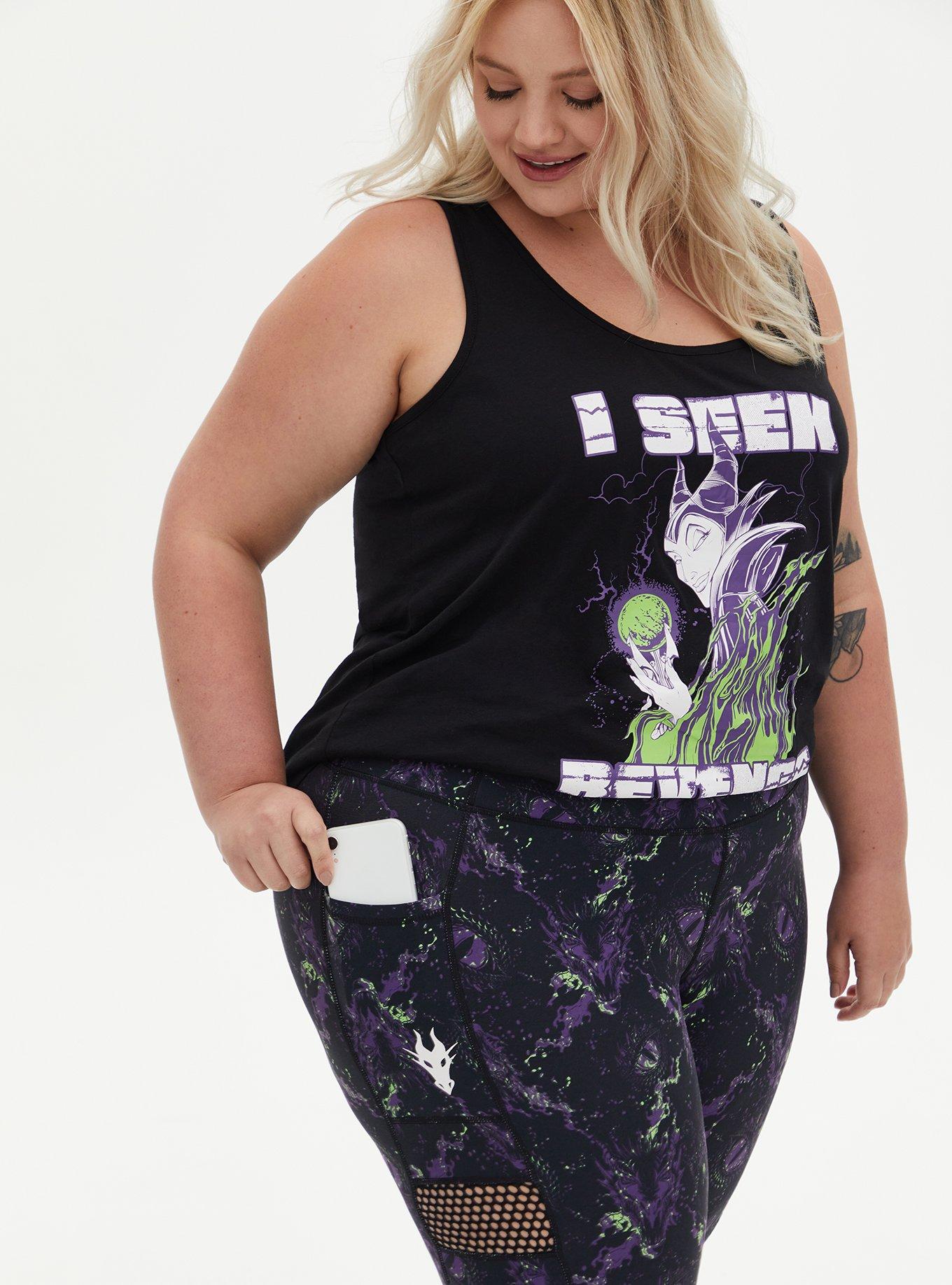 Plus Size Disney Sleeping Beauty Maleficent Dragon Crop Active Legging with Pockets, MULTI, alternate