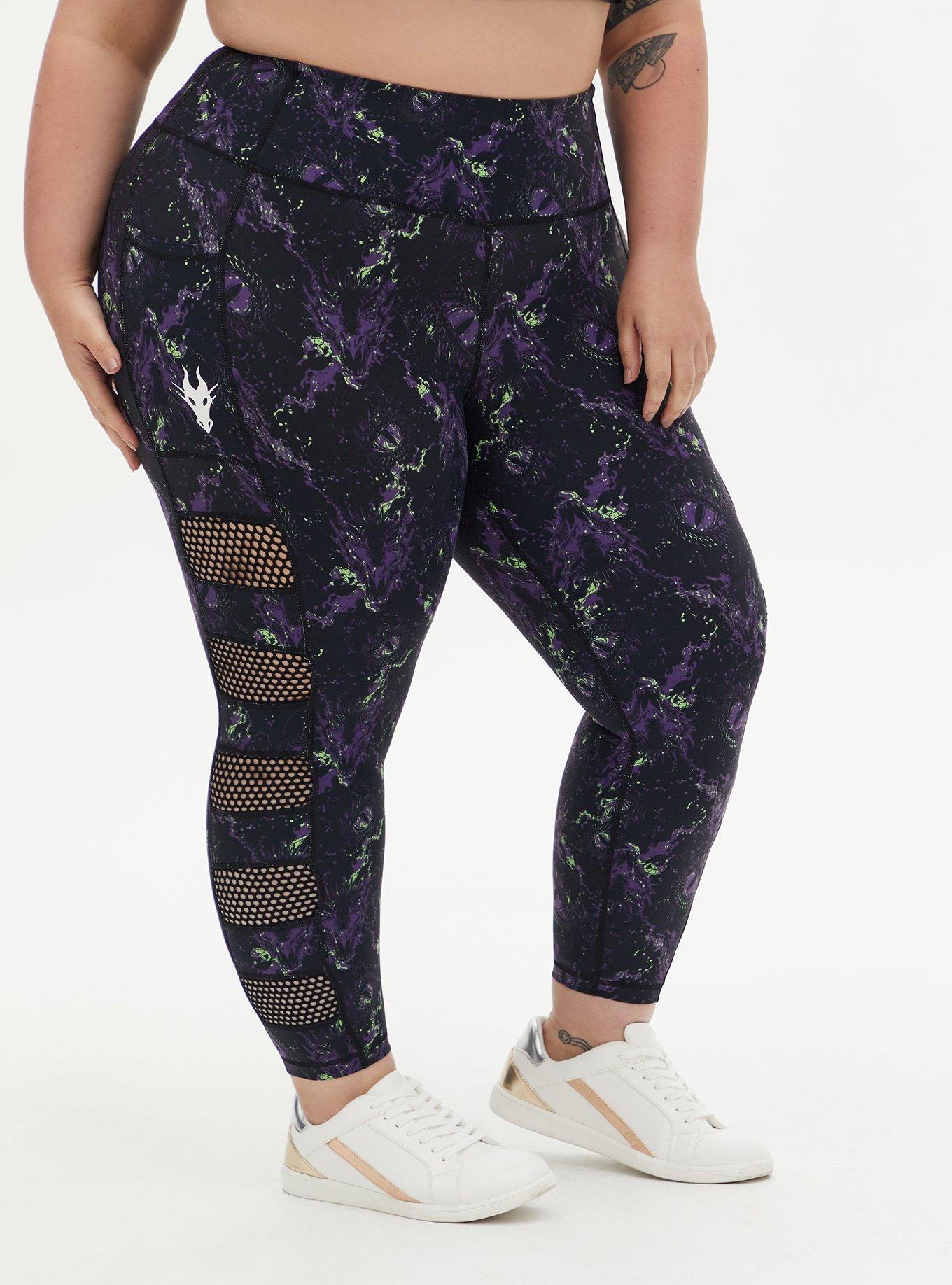 Plus Size Disney Sleeping Beauty Maleficent Dragon Crop Active Legging with Pockets, MULTI, hi-res