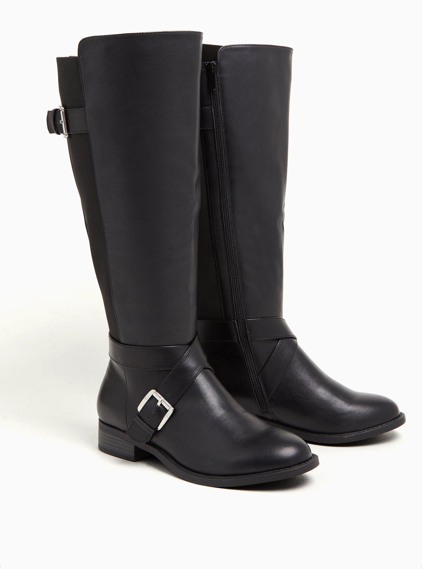 Plus Size Buckle Knee-High Boot (WW), BLACK, alternate