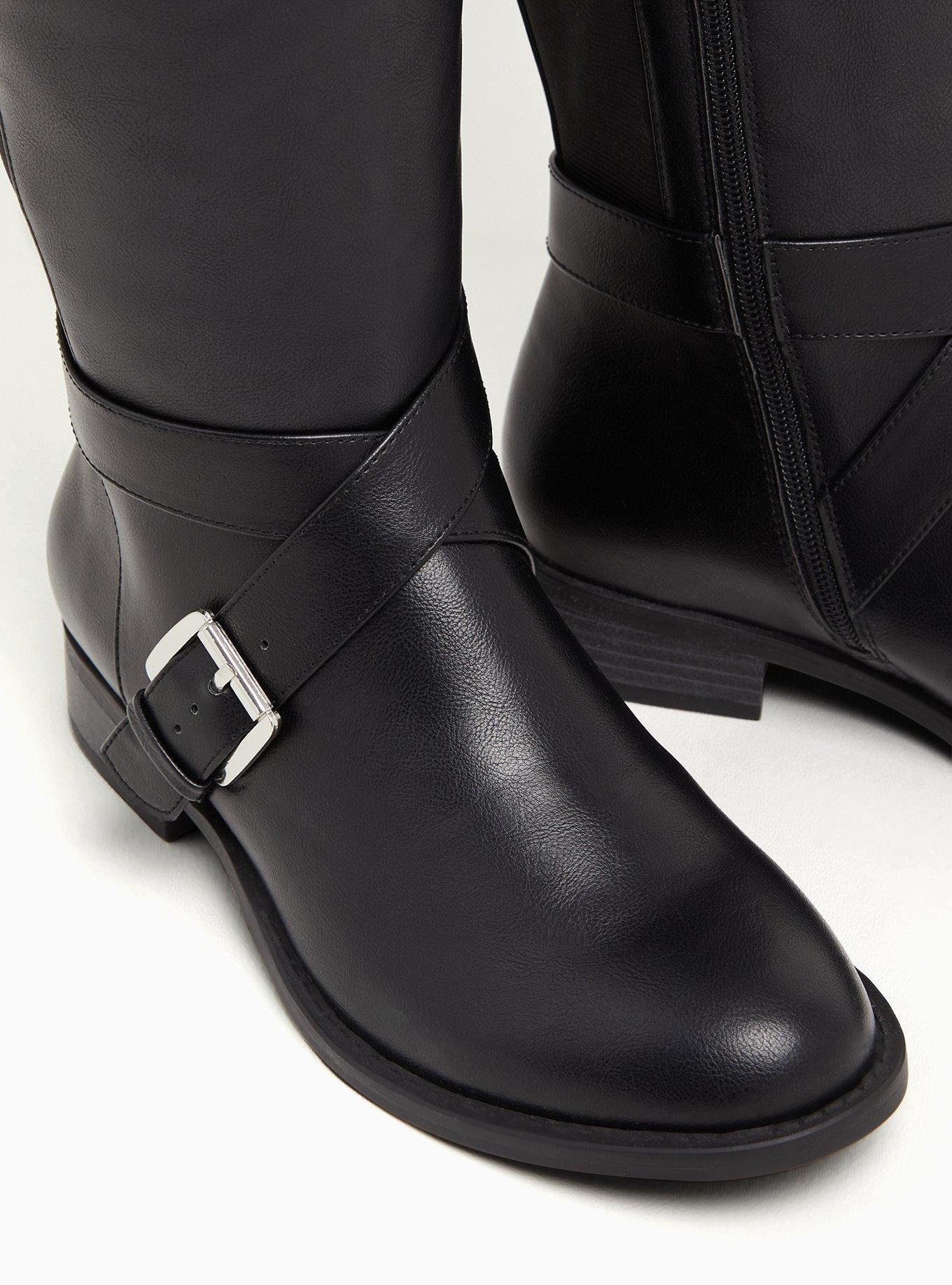 Plus Size Buckle Knee-High Boot (WW), BLACK, alternate
