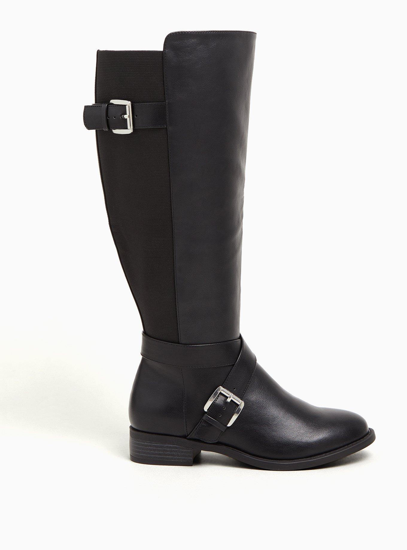 Plus Size Buckle Knee-High Boot (WW), BLACK, alternate
