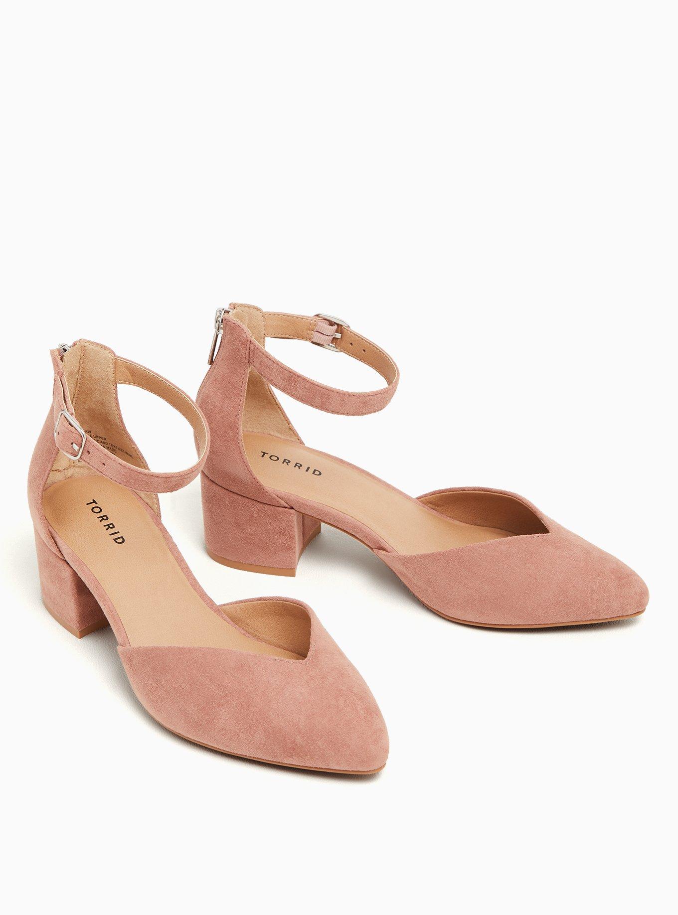 Plus Size V-Cut Pointed Block Heel (WW), BLUSH, hi-res