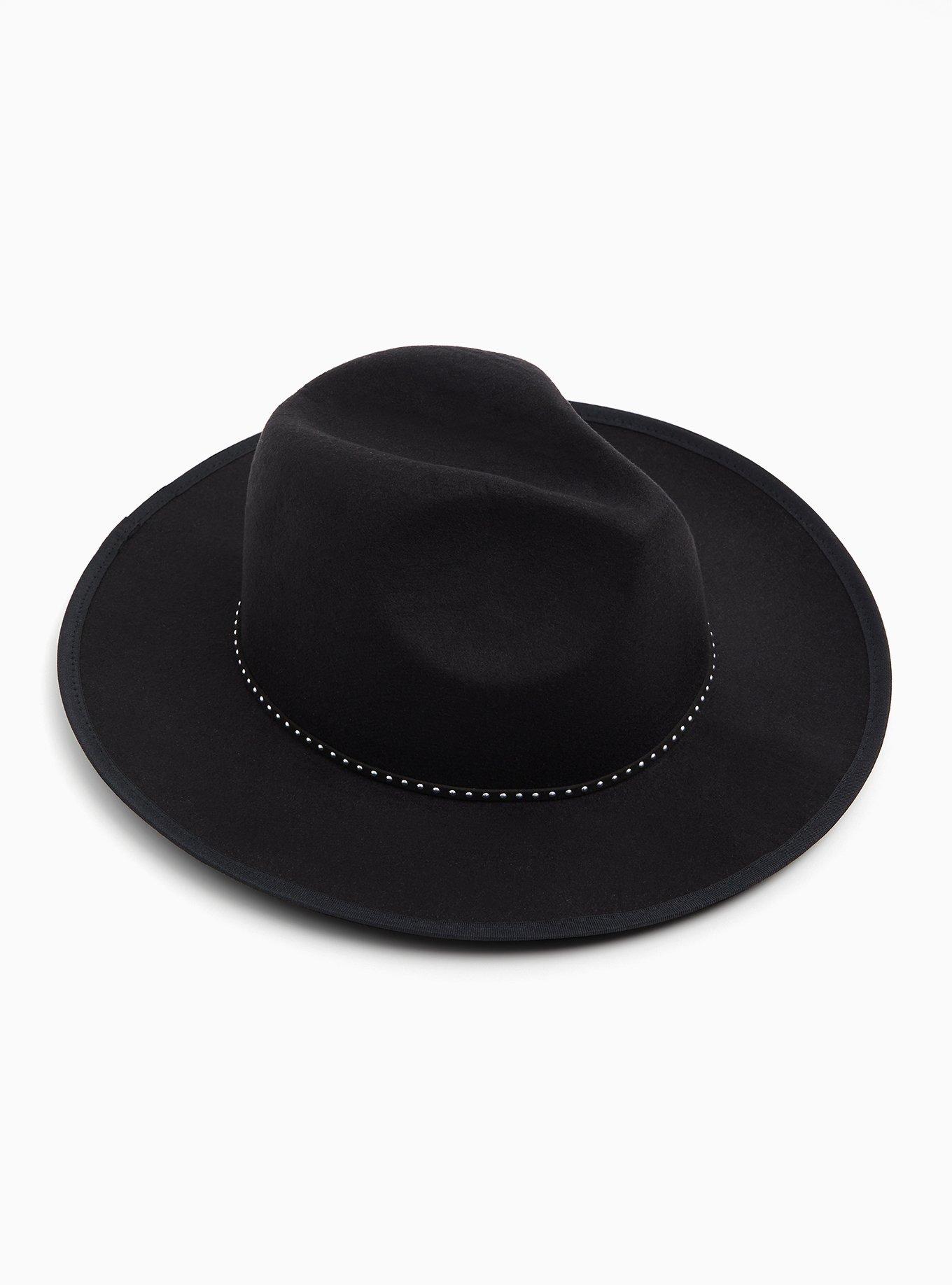 Black Studded Panama Hat, BLACK, alternate