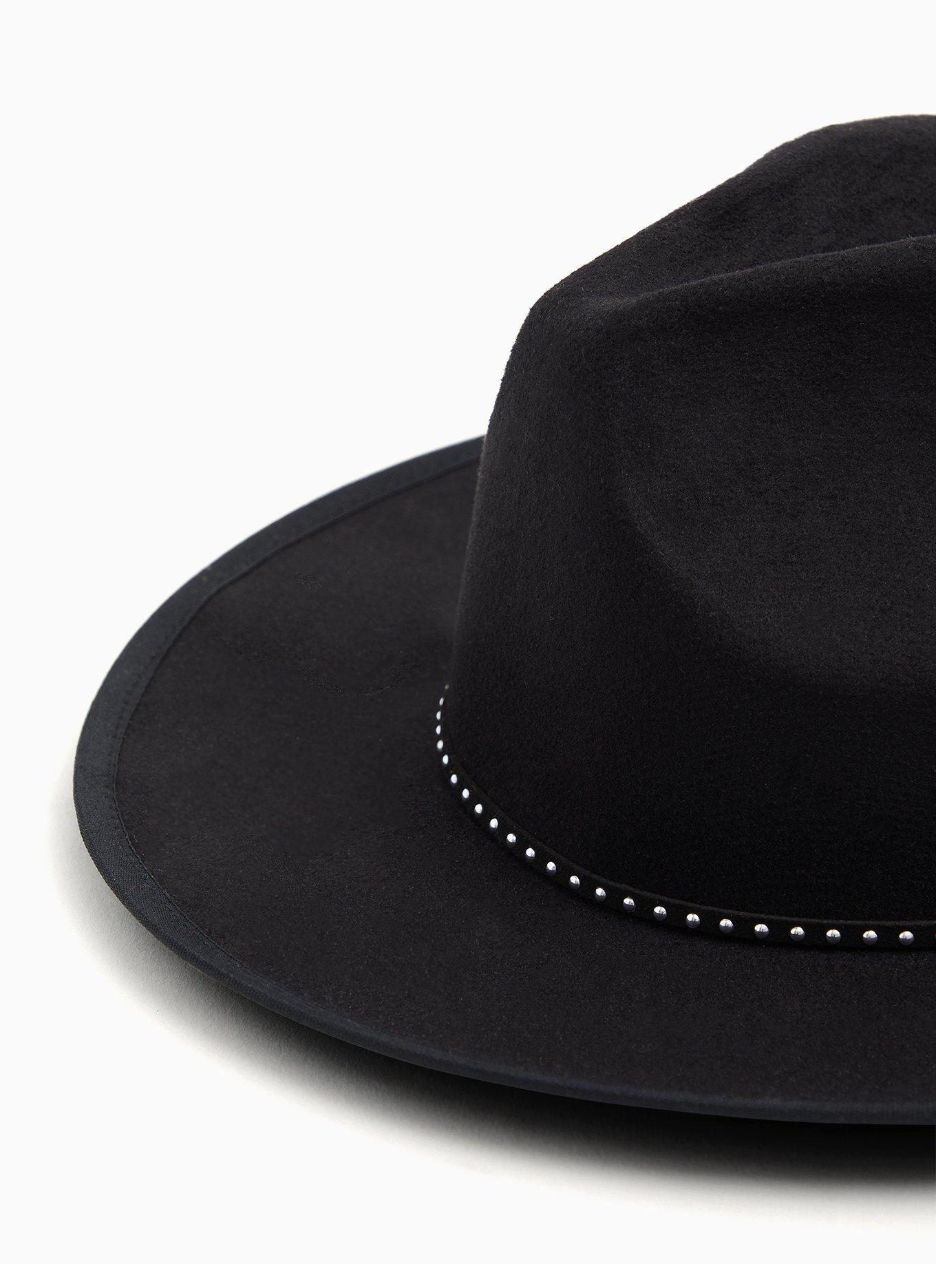 Black Studded Panama Hat, BLACK, alternate