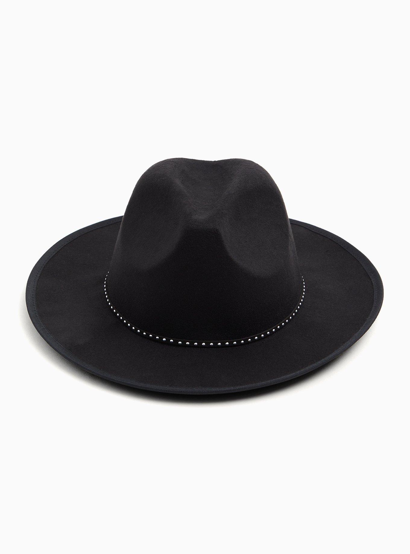 Black Studded Panama Hat, BLACK, alternate