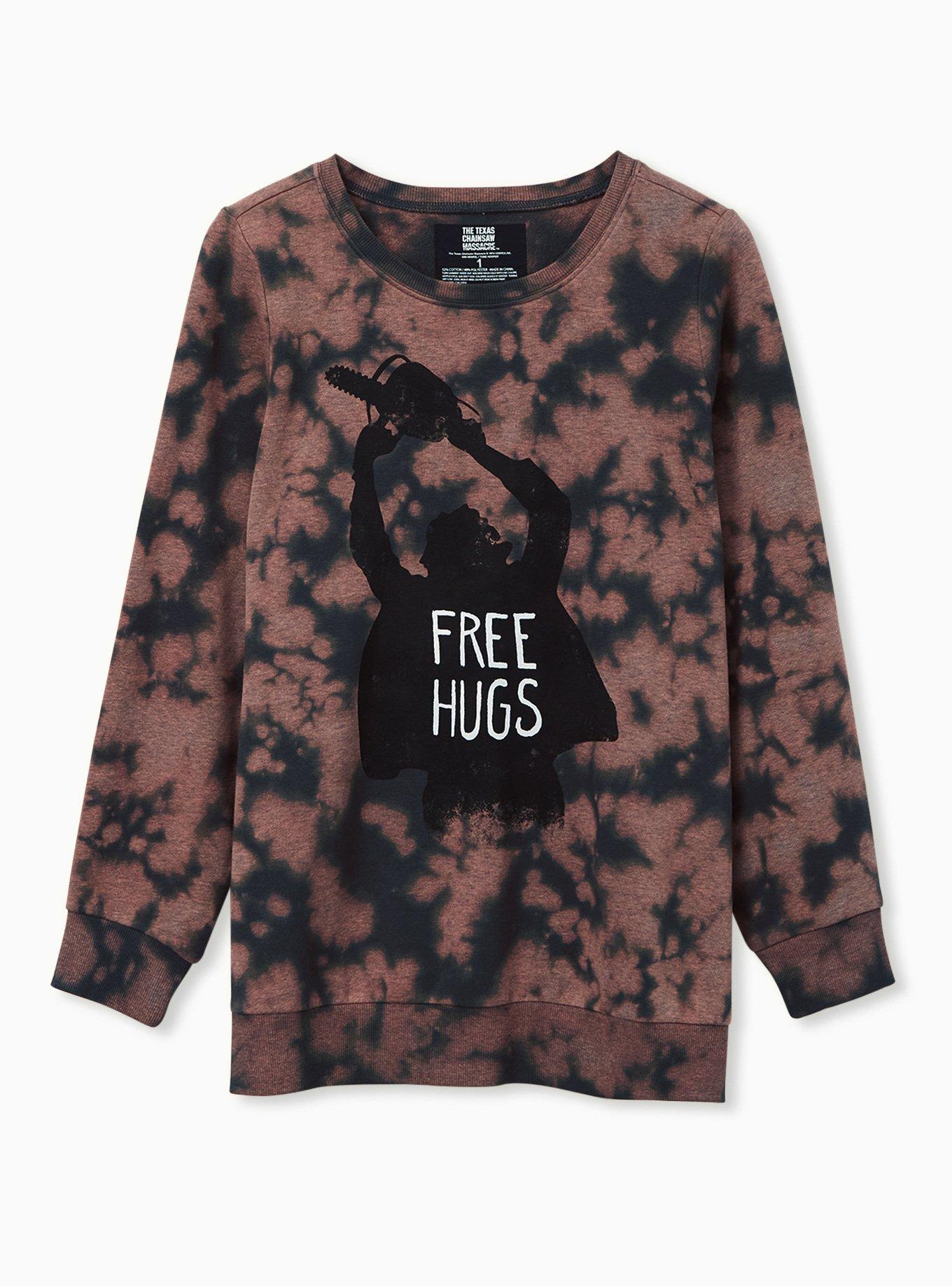 Plus Size The Texas Chainsaw Massacre Brown Tie-Dye Crew Sweatshirt , BROWN, hi-res