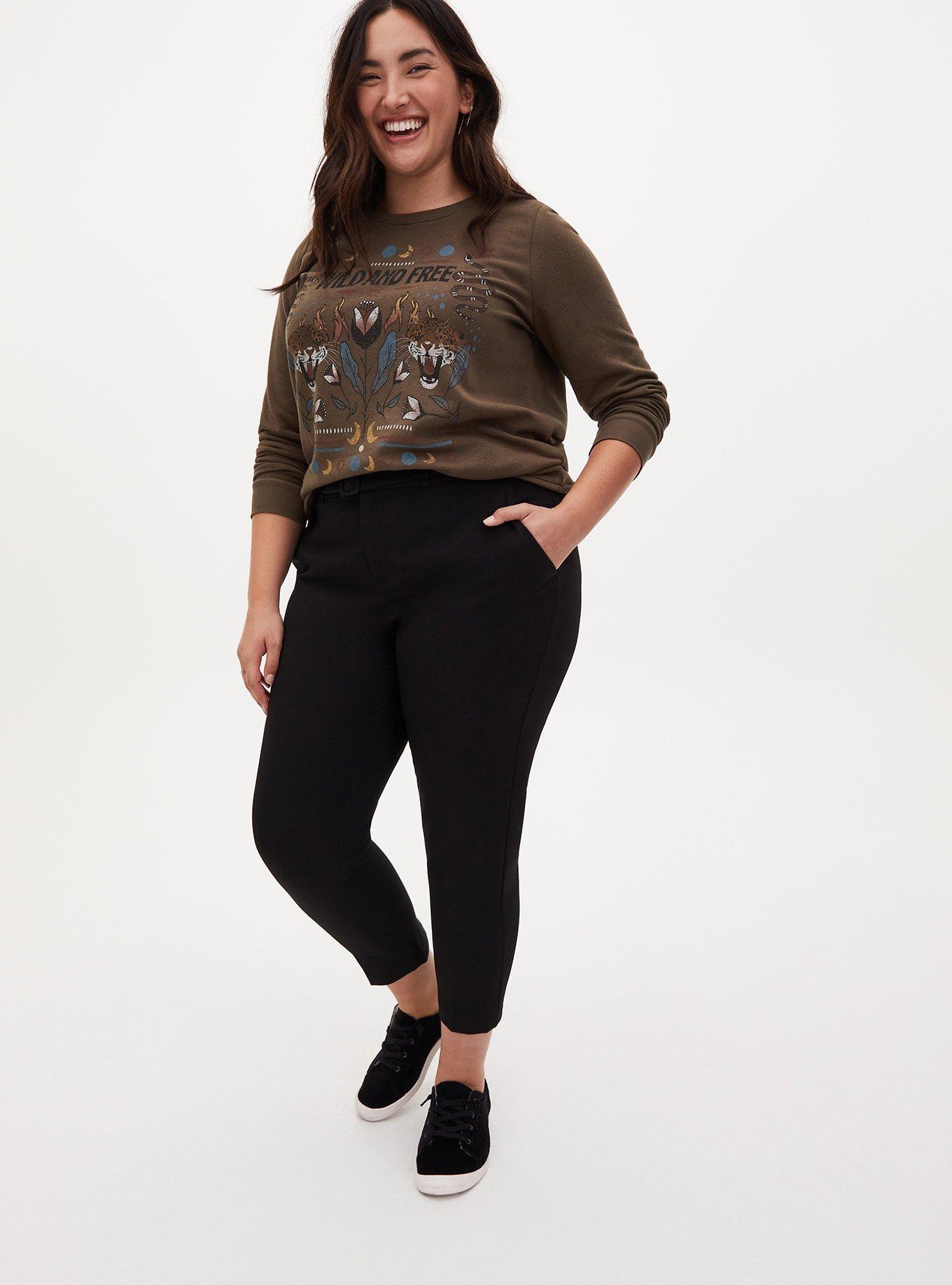 Plus Size Olive Green Fleece Wild And Free Crew Neck Sweatshirt, DEEP DEPTHS, alternate