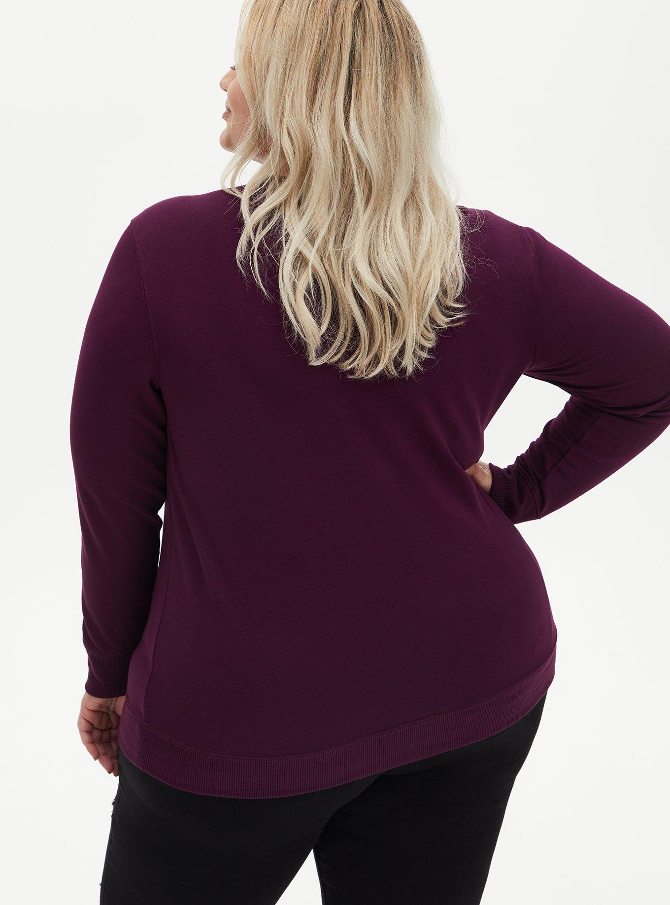 Plus Size Disney Snow White and the Seven Dwarfs Poison Apple Burgundy Lace Shoulder Sweatshirt, POTENT PURPLE, alternate