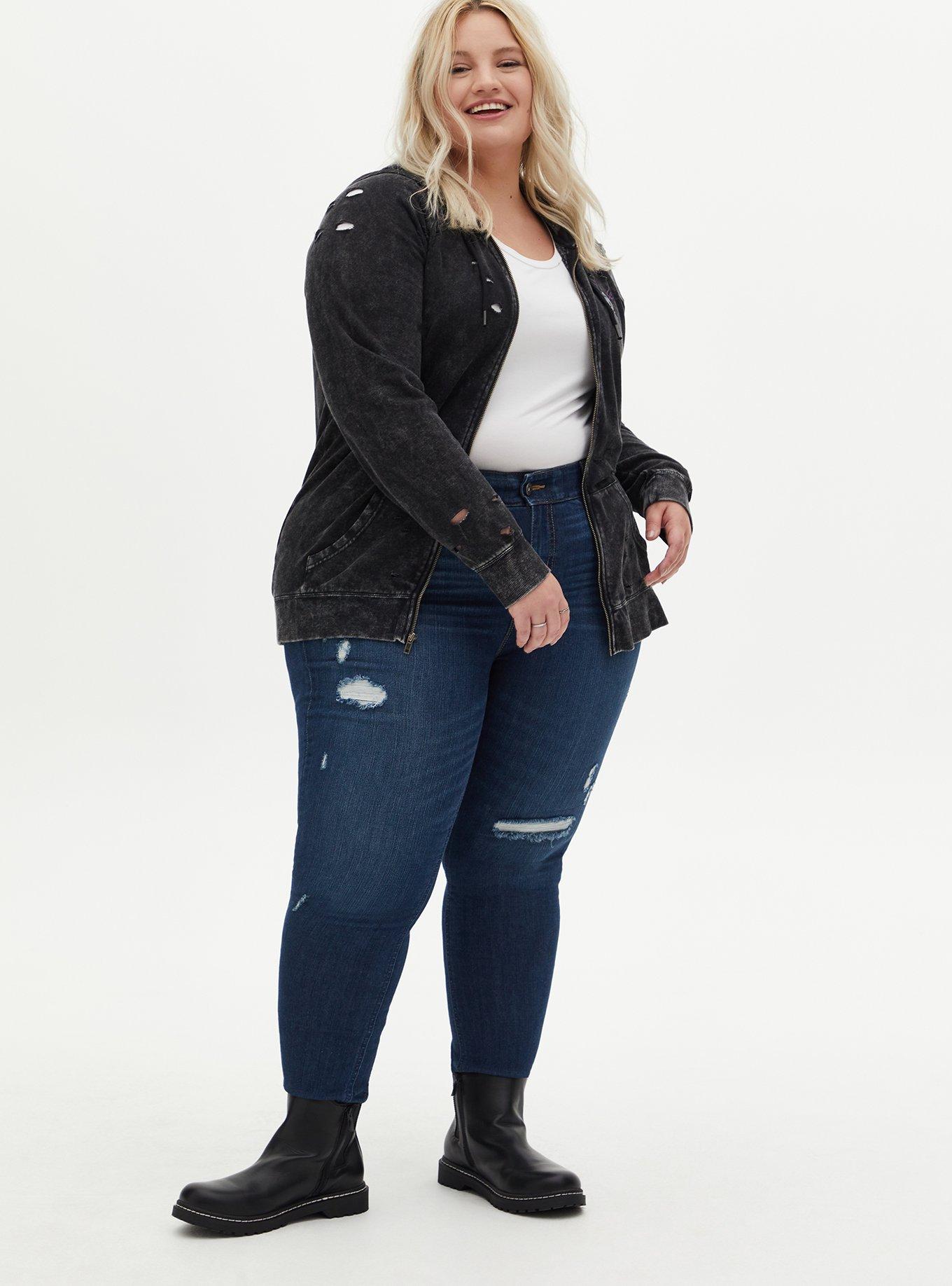 Plus Size Disney The Little Mermaid Ursula Make &lsquo;Em Squirm Black Mineral Wash Zip Hoodie, DEEP BLACK, alternate