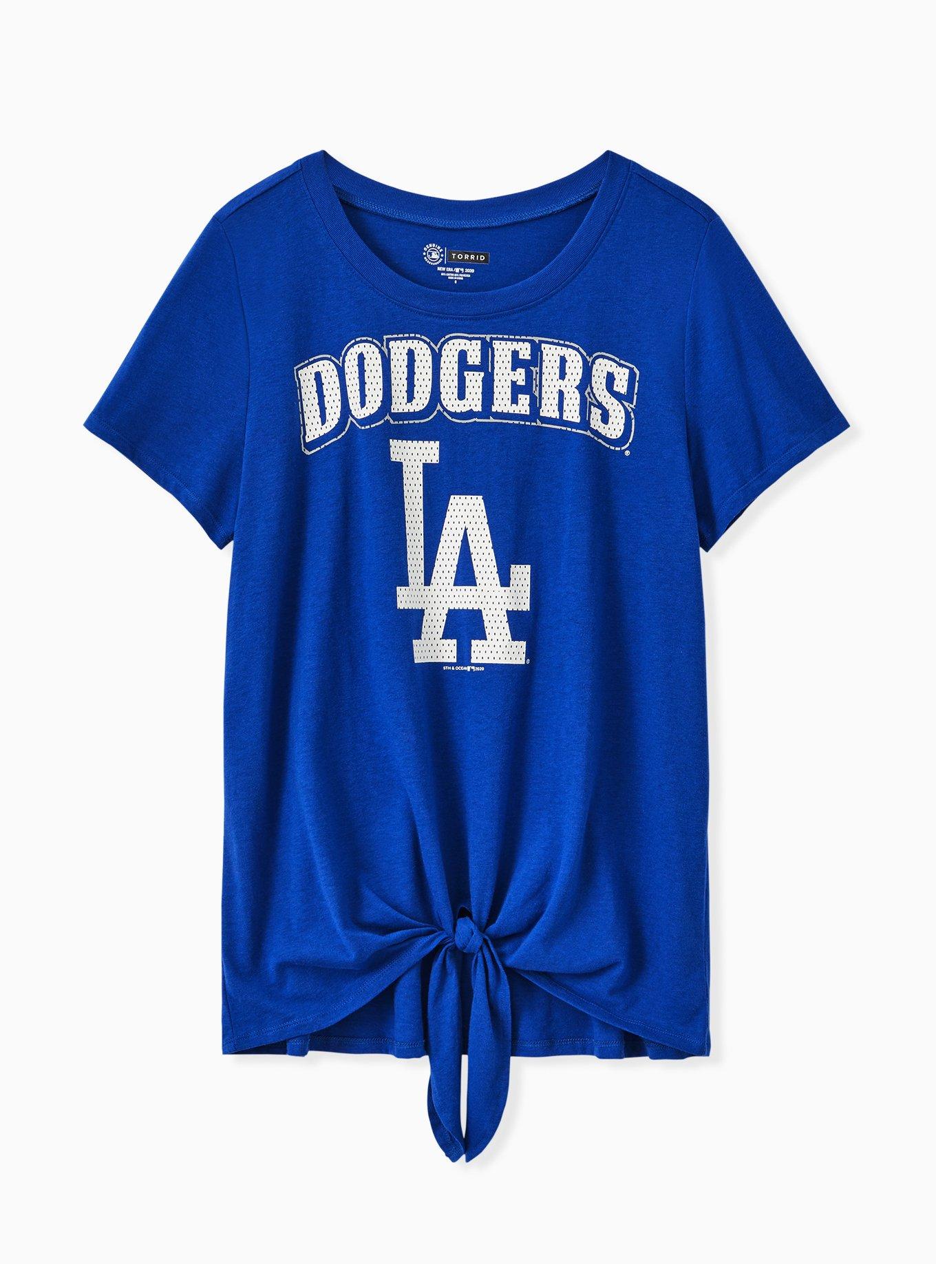 MLB Los Angeles Dodgers Women's Poly Rayon Front-Twist T-Shirt - XS