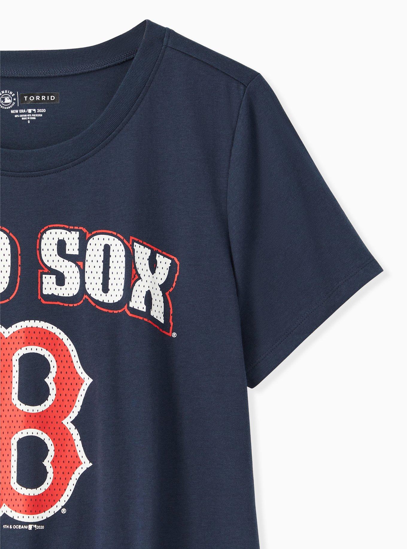 Plus Size - MLB Navy Red Sox V-Neck Slim Fit Tee - Torrid