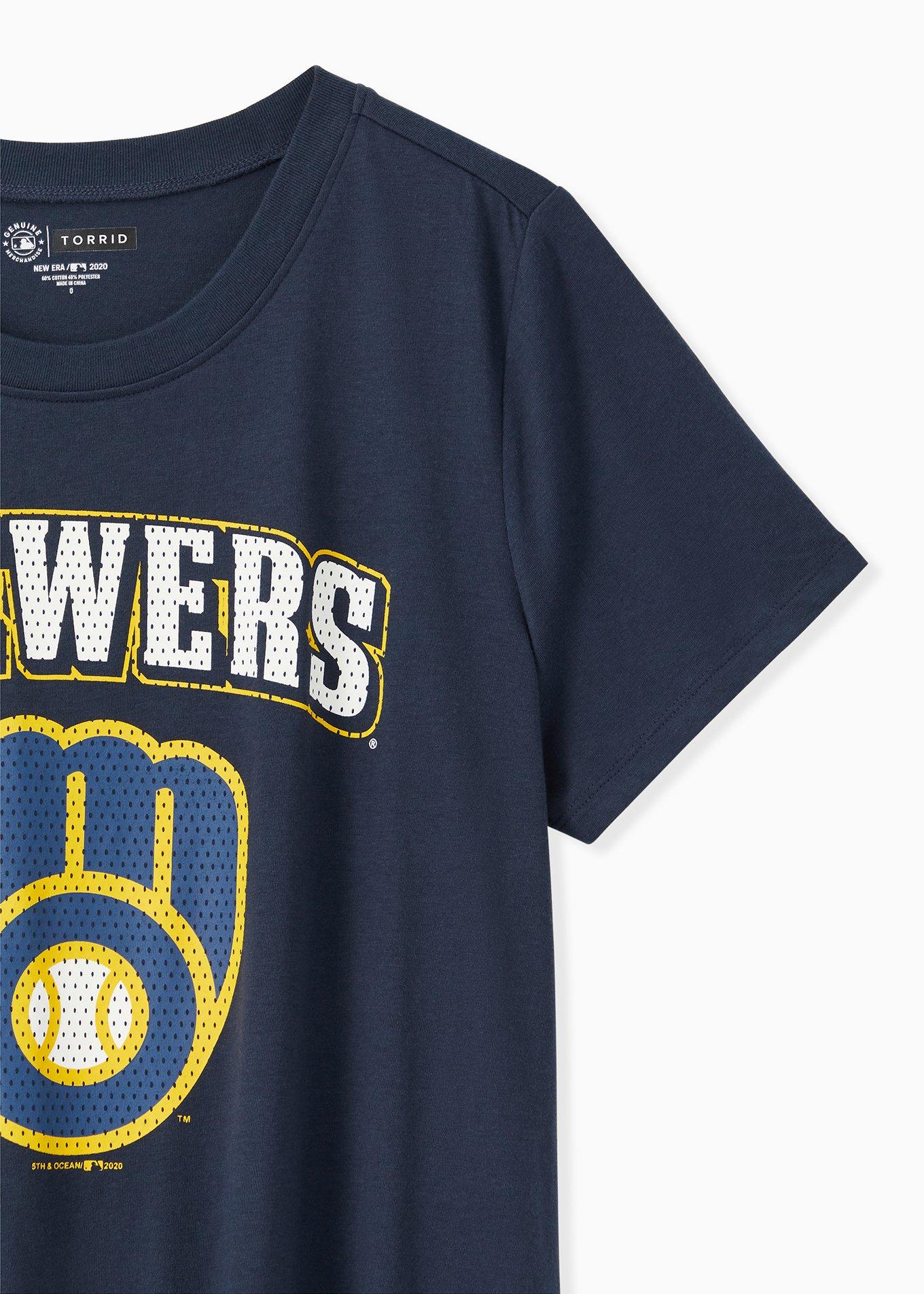 MLB Milwaukee Brewers Tie Front Tee - Navy, PEACOAT, alternate