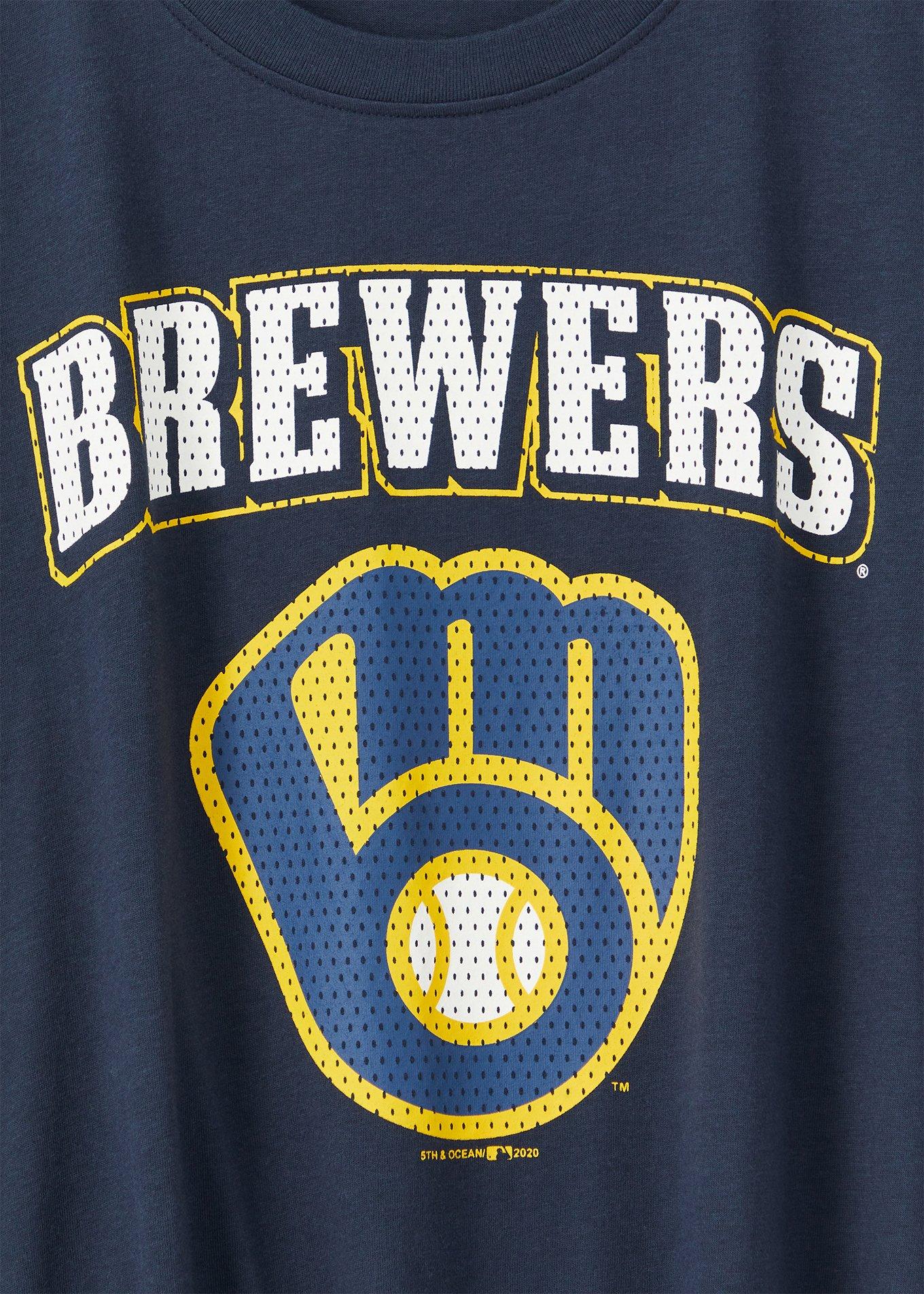 MLB Milwaukee Brewers Tie Front Tee - Navy, PEACOAT, alternate