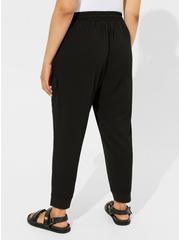 Relaxed Fit Jogger Stretch Challis Mid-Rise Cargo Pocket Pant, DEEP BLACK, alternate