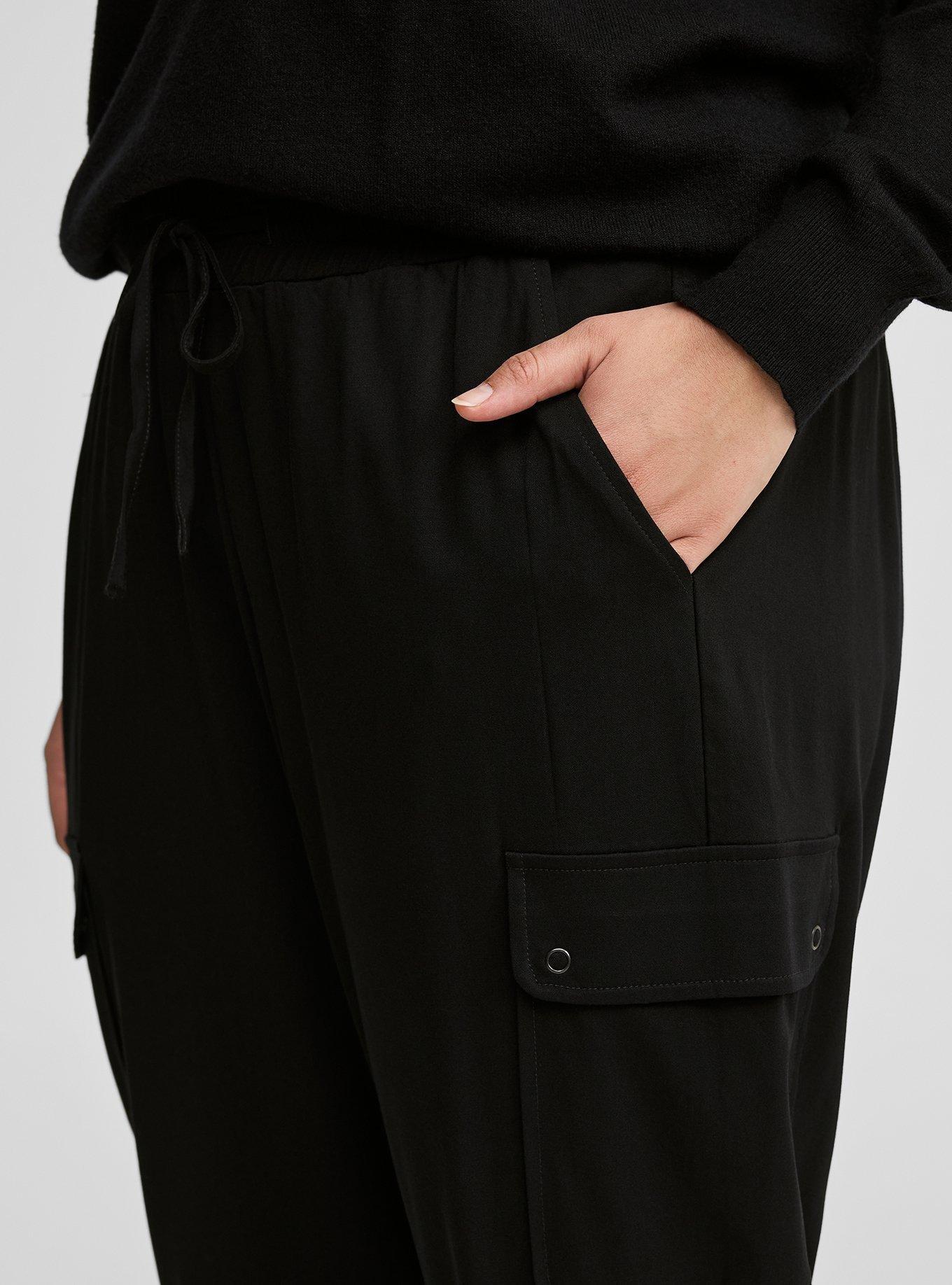 Relaxed Fit Jogger Stretch Challis Mid-Rise Cargo Pocket Pant