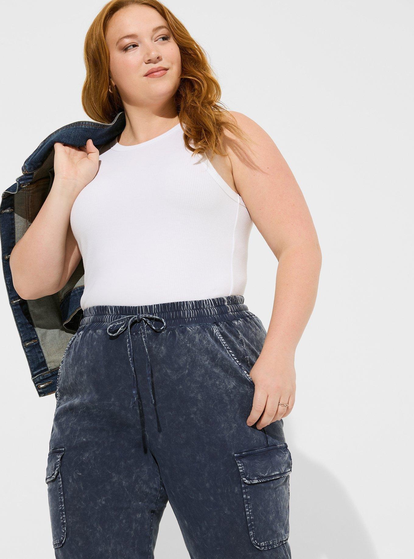 Plus Size - Relaxed Fit Jogger Stretch Challis Mid-Rise Cargo Pocket Pant -  Torrid