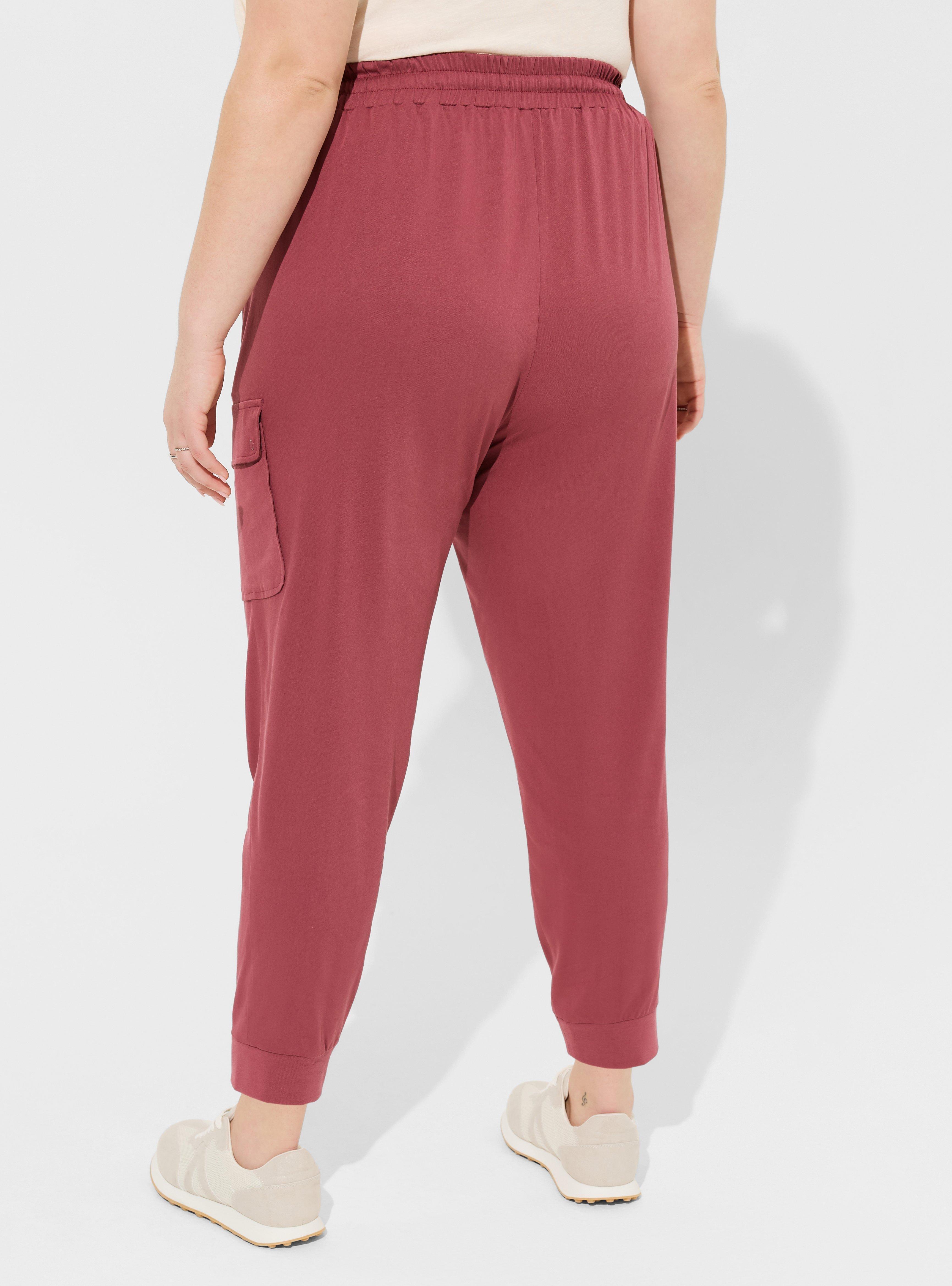 Relaxed Fit Jogger Stretch Challis Mid-Rise Cargo Pocket Pant