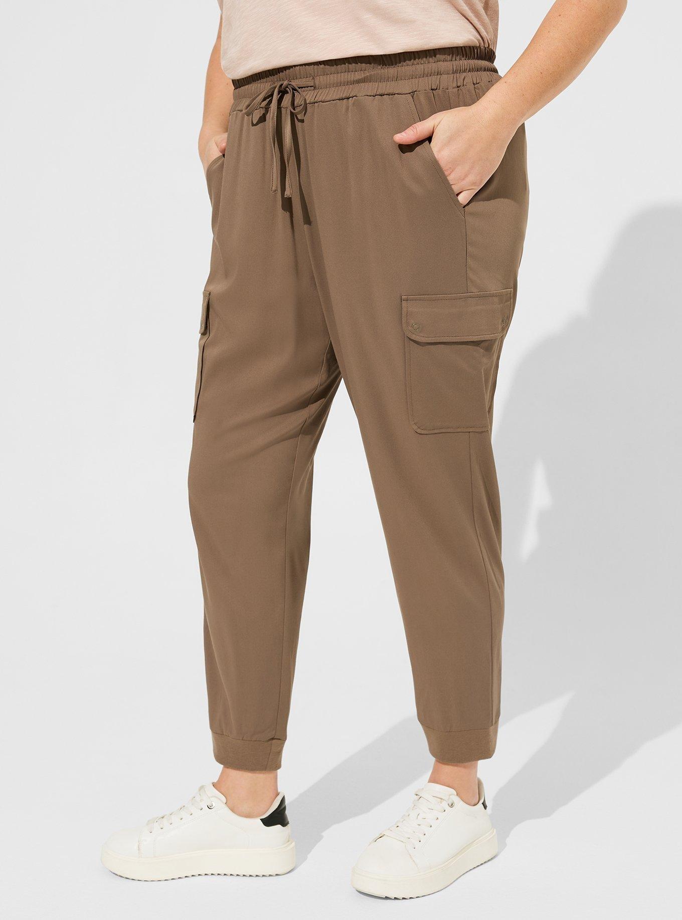 Plus Size - Relaxed Fit Jogger Stretch Challis Mid-Rise Cargo