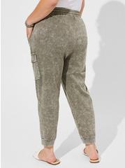 Relaxed Fit Jogger Stretch Challis Mid-Rise Cargo Pocket Pant, OLIVINE, alternate