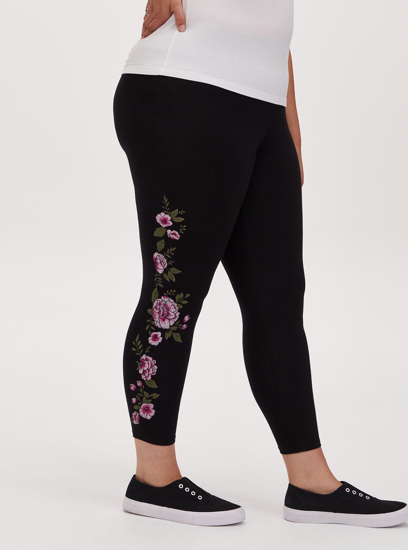 torrid, Pants & Jumpsuits, Torrid Crop Premium Legging Embroidered Floral  Black 2x