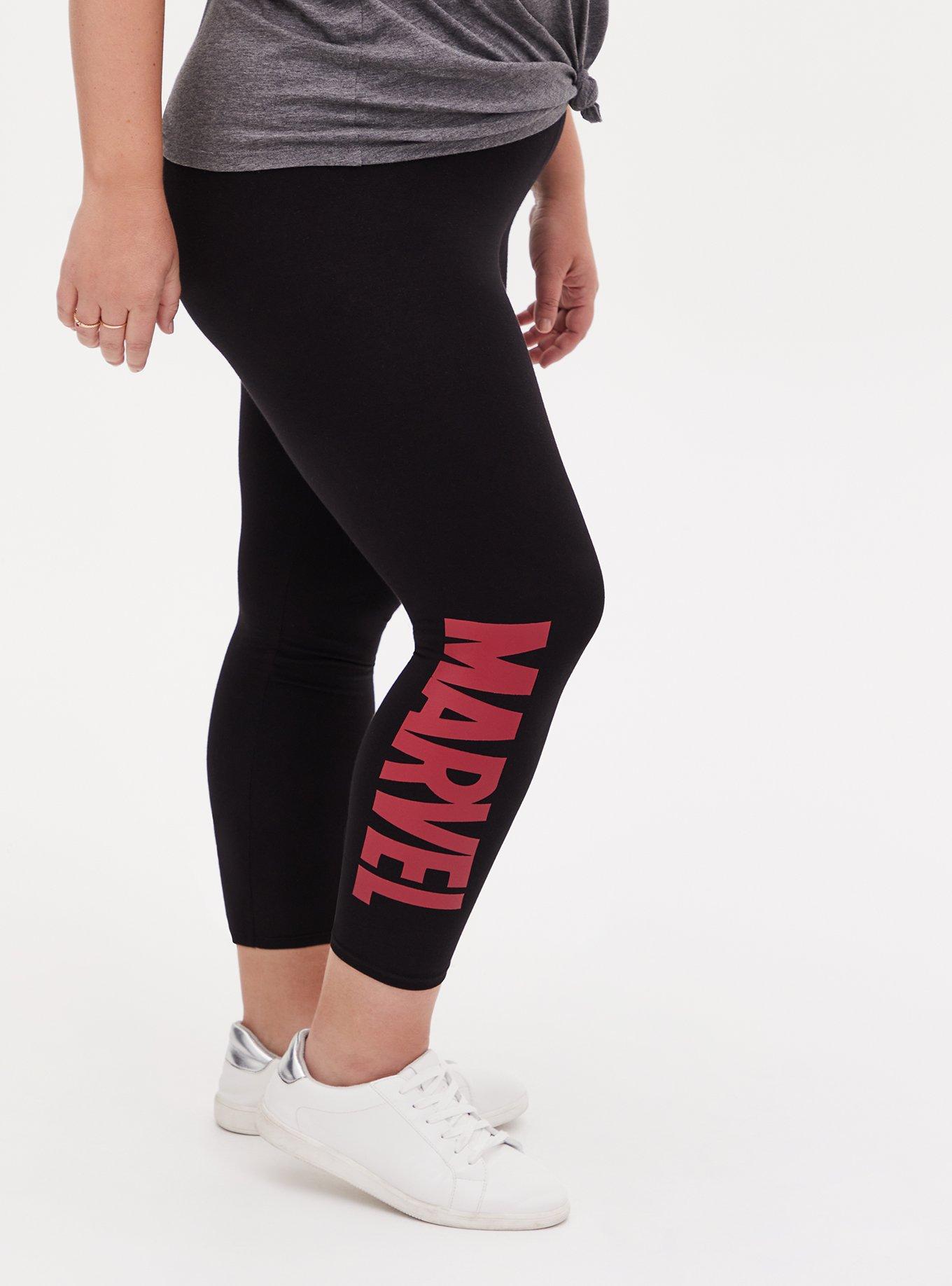 Plus Size Marvel Logo Black Crop Legging, DEEP BLACK, alternate