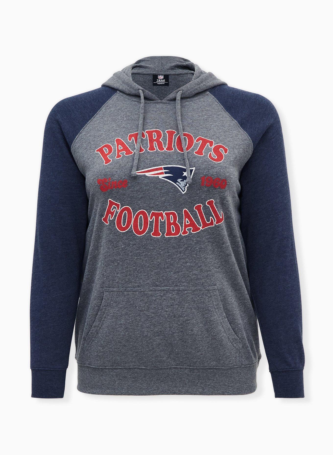 NFL New England Patriots Football Grey & Navy Terry Raglan Hoodie, , hi-res