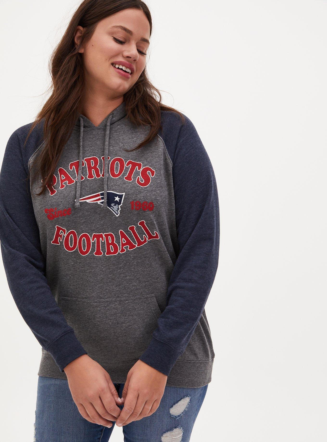 NFL New England Patriots Football Grey & Navy Terry Raglan Hoodie, , hi-res
