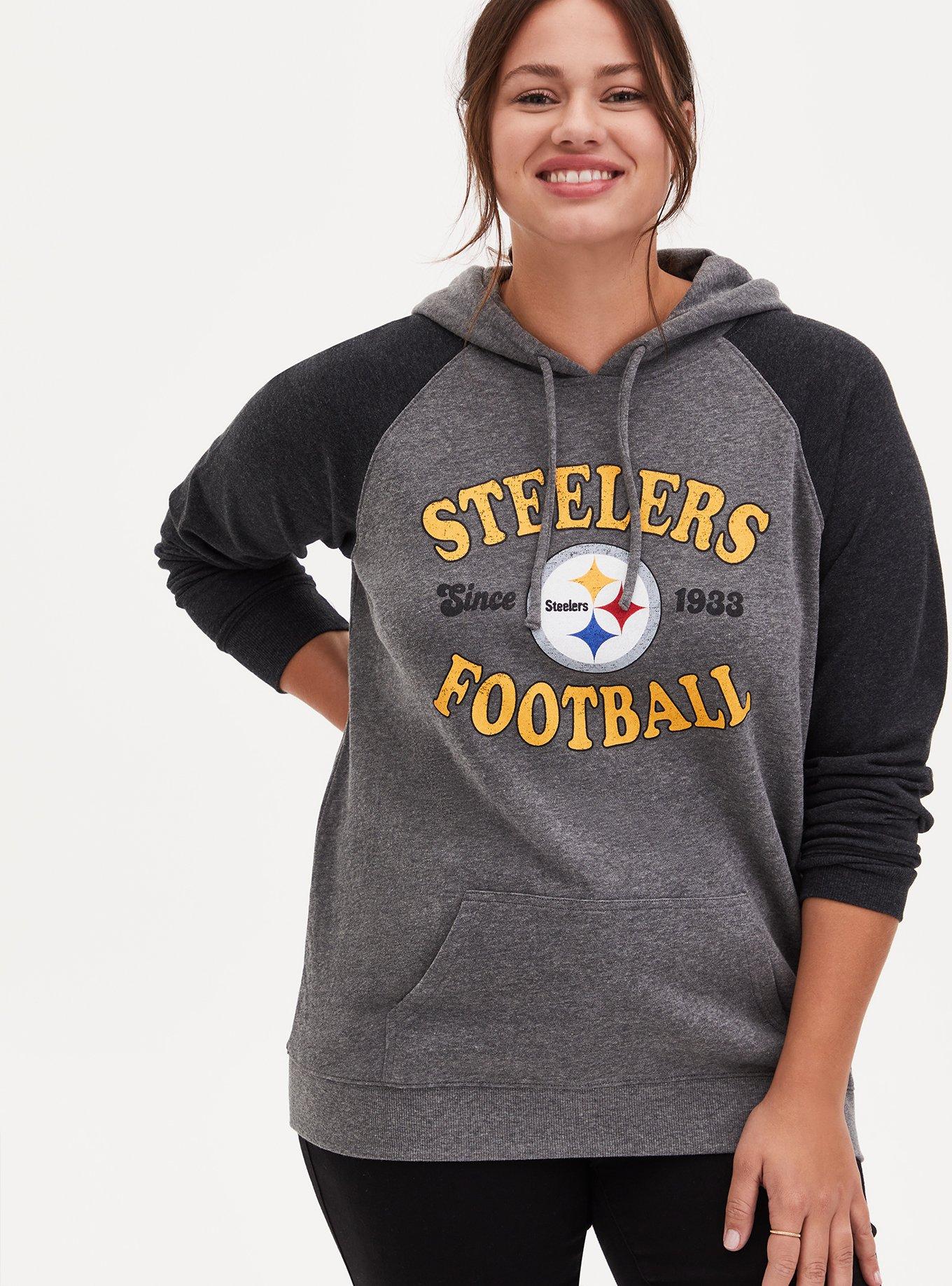 Men's New Era Black Pittsburgh Steelers Throwback Pullover Hoodie Size: Medium