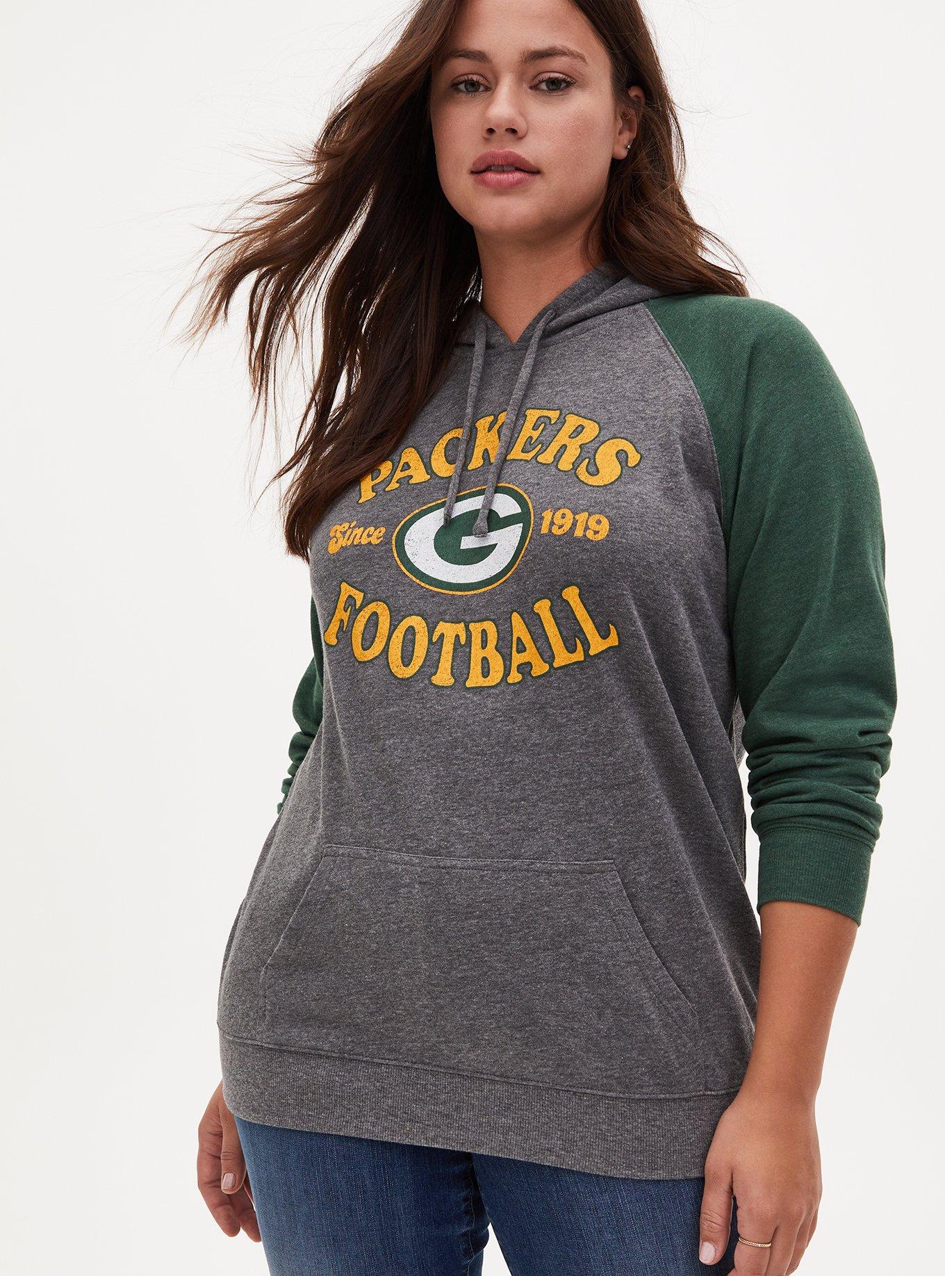 Women's Green Bay Packers New Era Forks Crewneck Medium Grey Heather