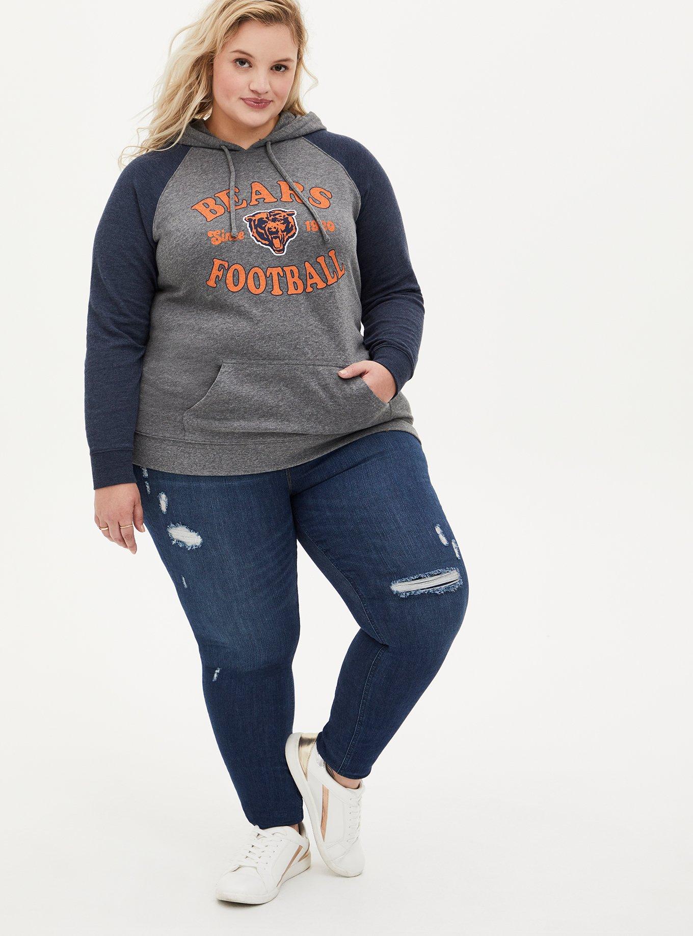 Plus Size - NFL Chicago Bears Football Grey & Navy Terry Raglan Hoodie -  Torrid