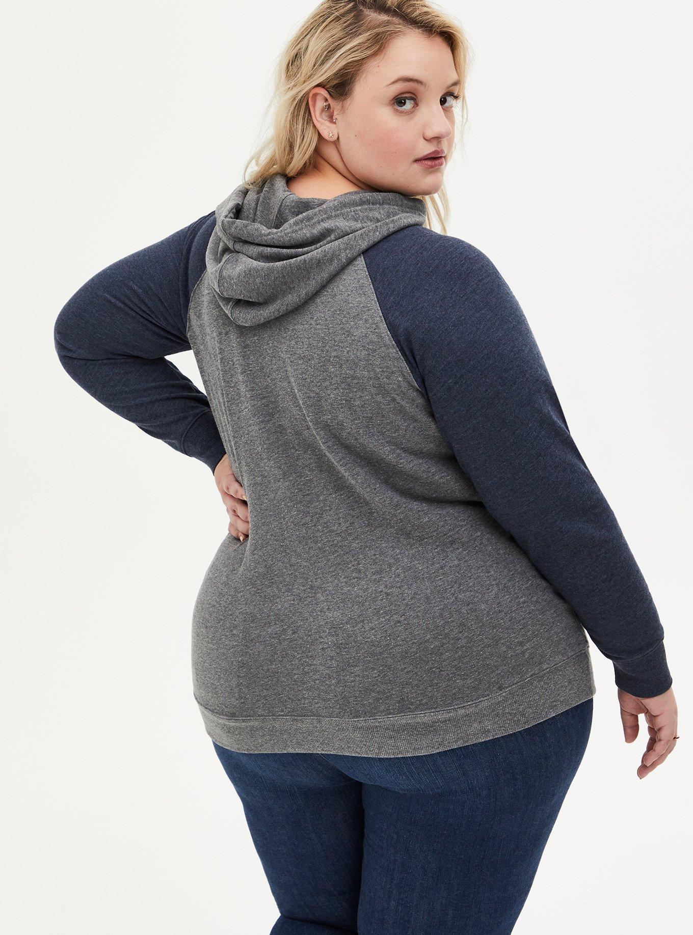 Plus Size - NFL Chicago Bears Football Grey & Navy Terry Raglan Hoodie -  Torrid