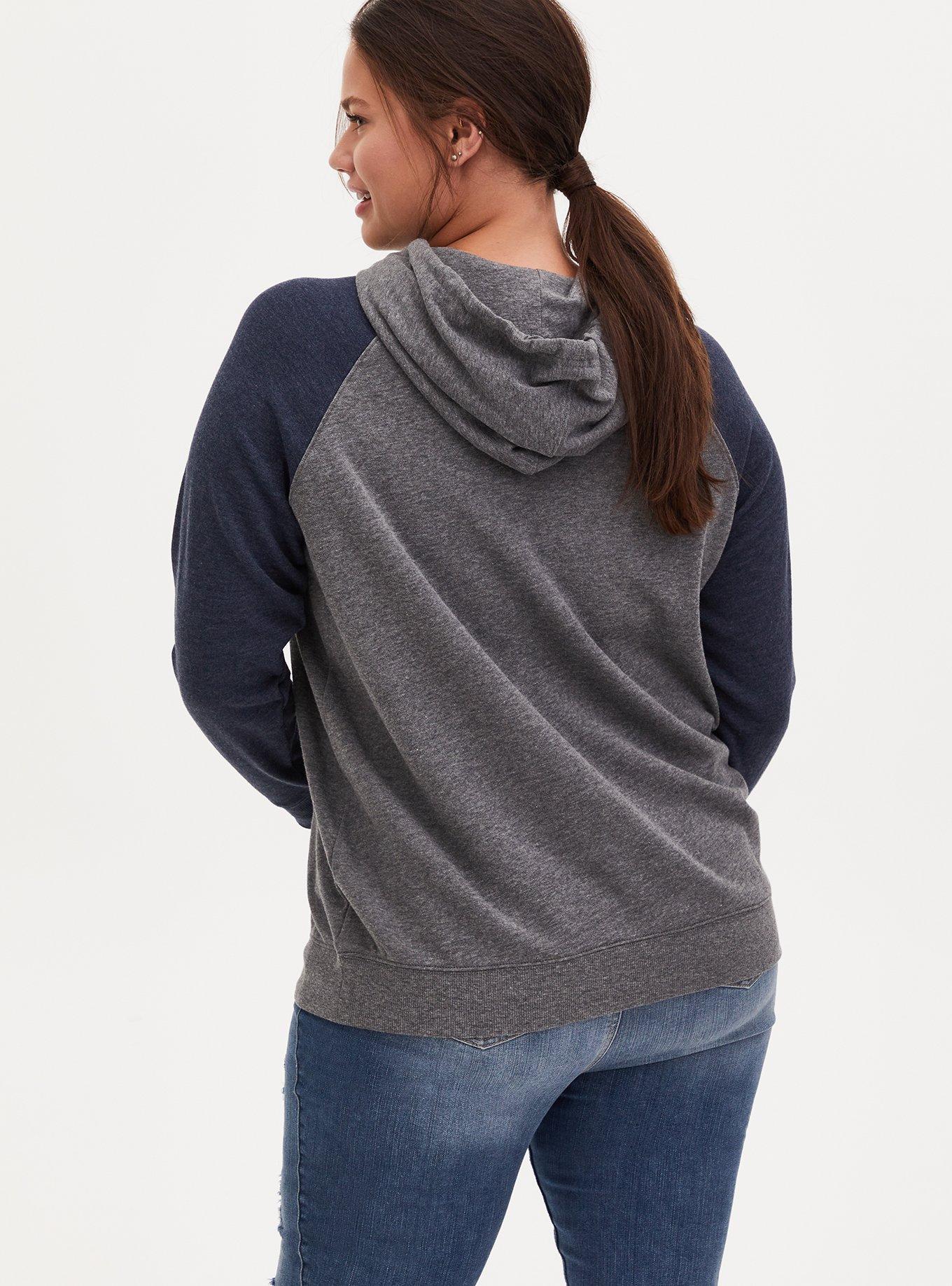 Plus Size - NFL Chicago Bears Football Grey & Navy Terry Raglan Hoodie -  Torrid