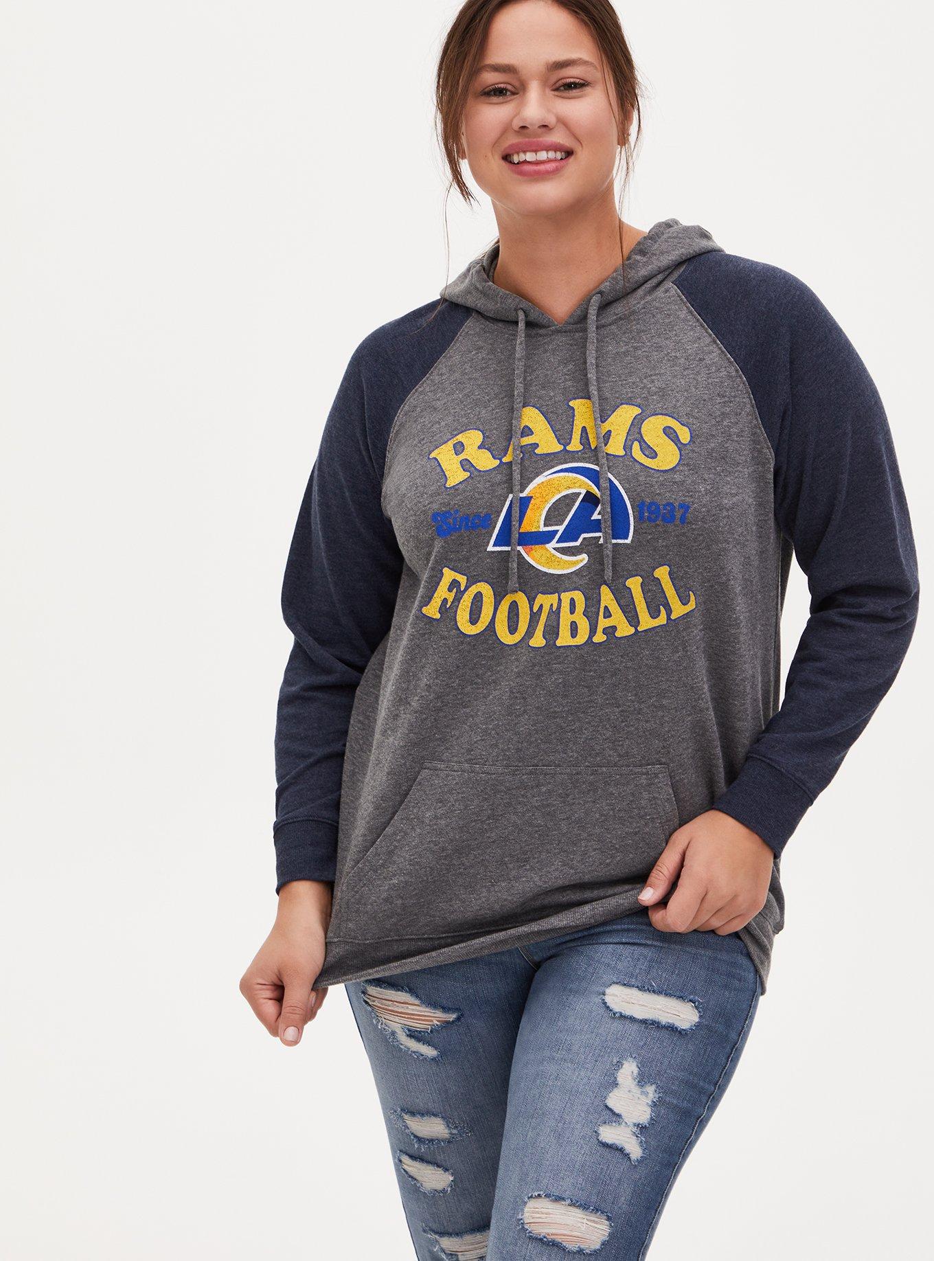 Los Angeles Rams Low Cut Hoodie Dress Off Shoulder Sweatshirt V