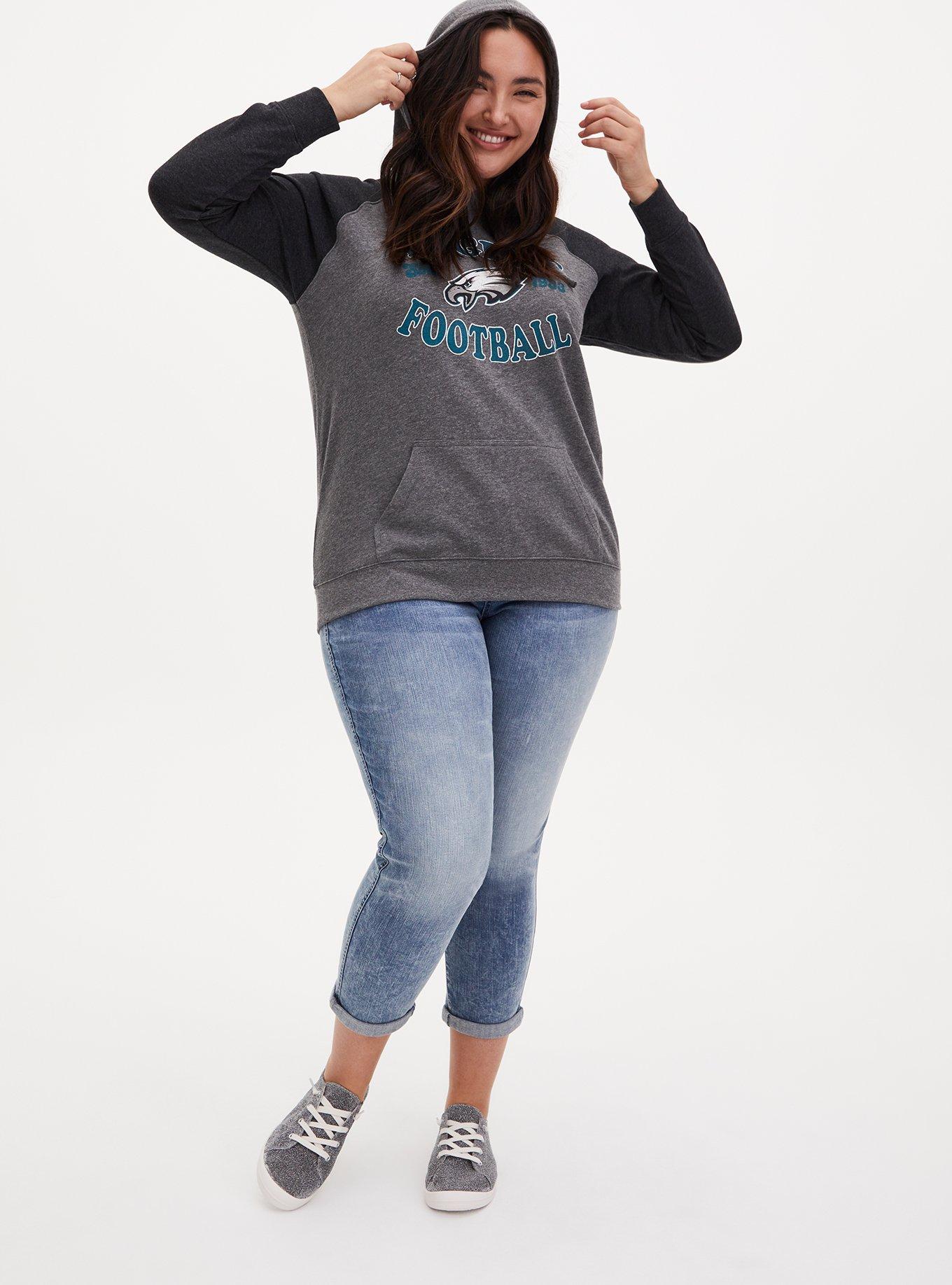 Plus Size - NFL Philadelphia Eagles Football Grey & Back Terry Raglan Hoodie  - Torrid