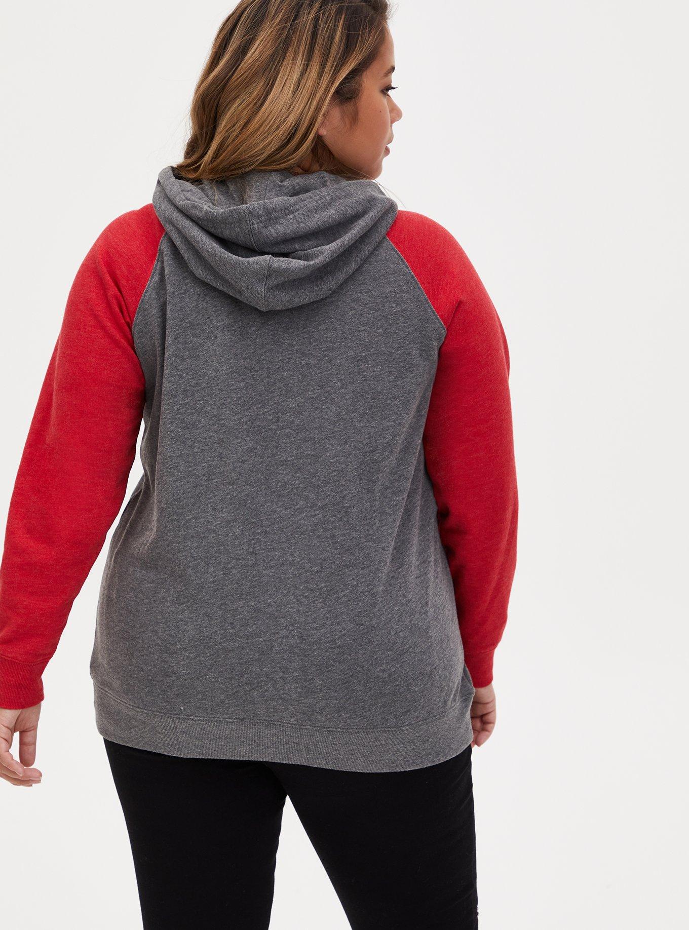 Plus Size NFL San Francisco 49ers Football Grey & Red Terry Raglan Hoodie, MEDIUM HEATHER GREY, alternate