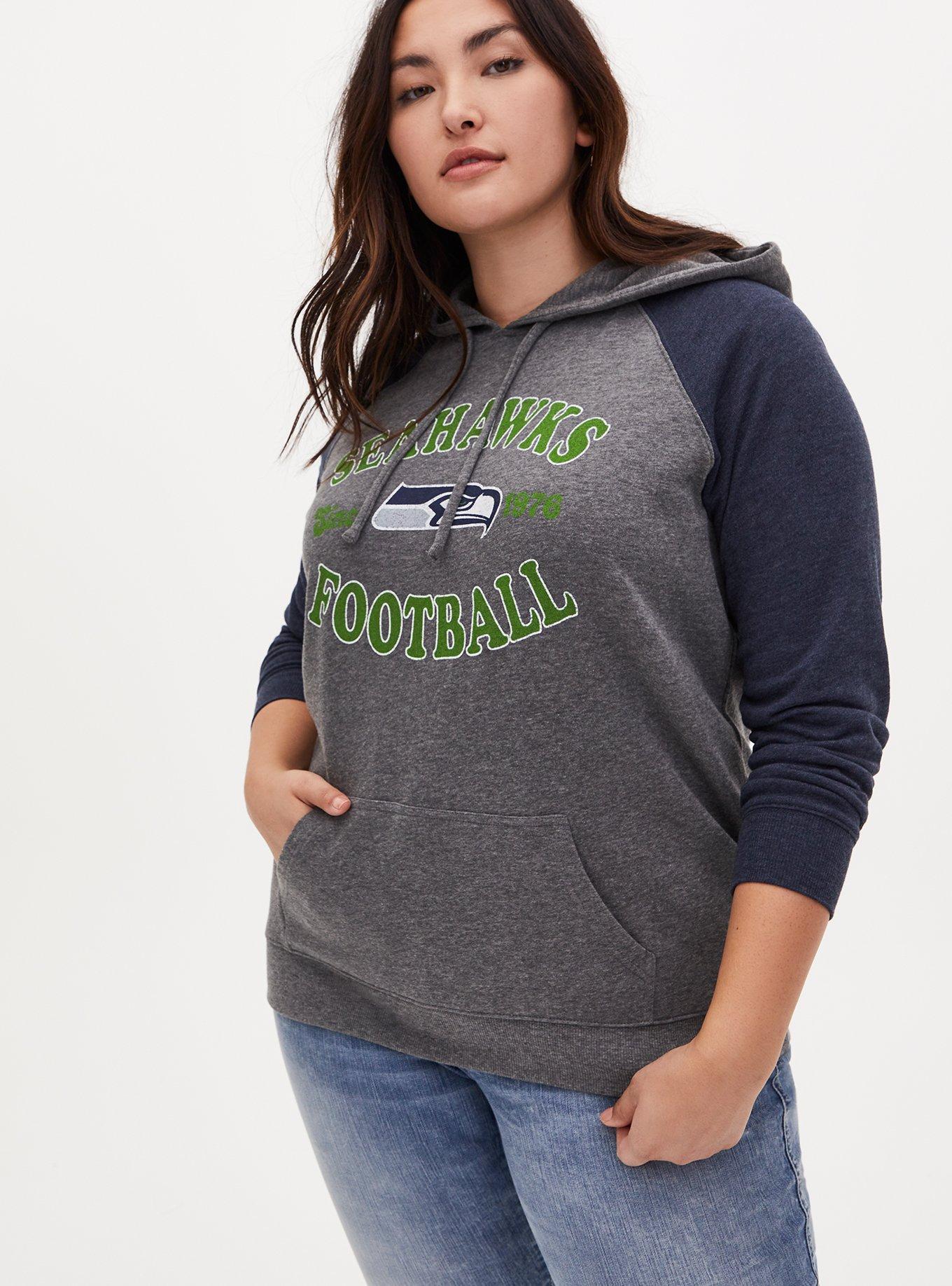 Plus Size - NFL Seattle Seahawks Football Grey & Navy Terry Raglan Hoodie -  Torrid