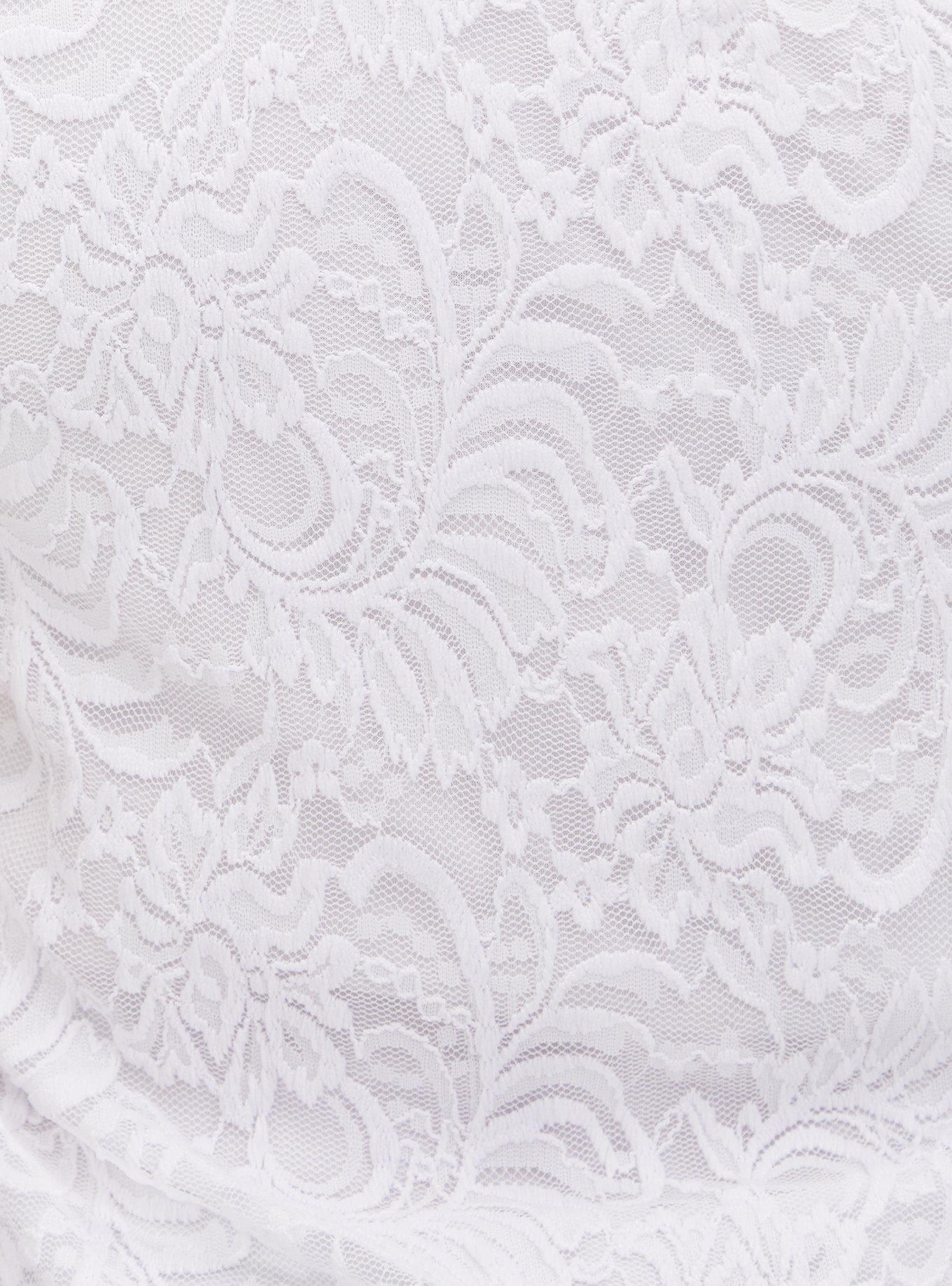 Plus Size White Lace Cap Sleeve Top, BRIGHT WHITE, alternate